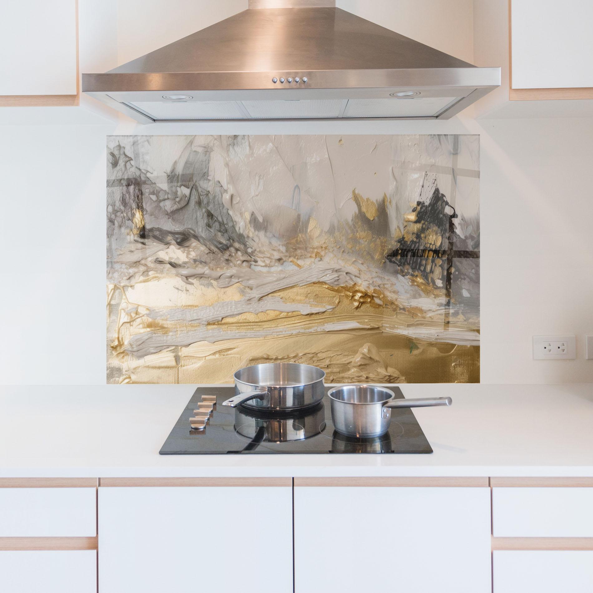 Стъклен панел за кухня Abstract White Waves mockup 5