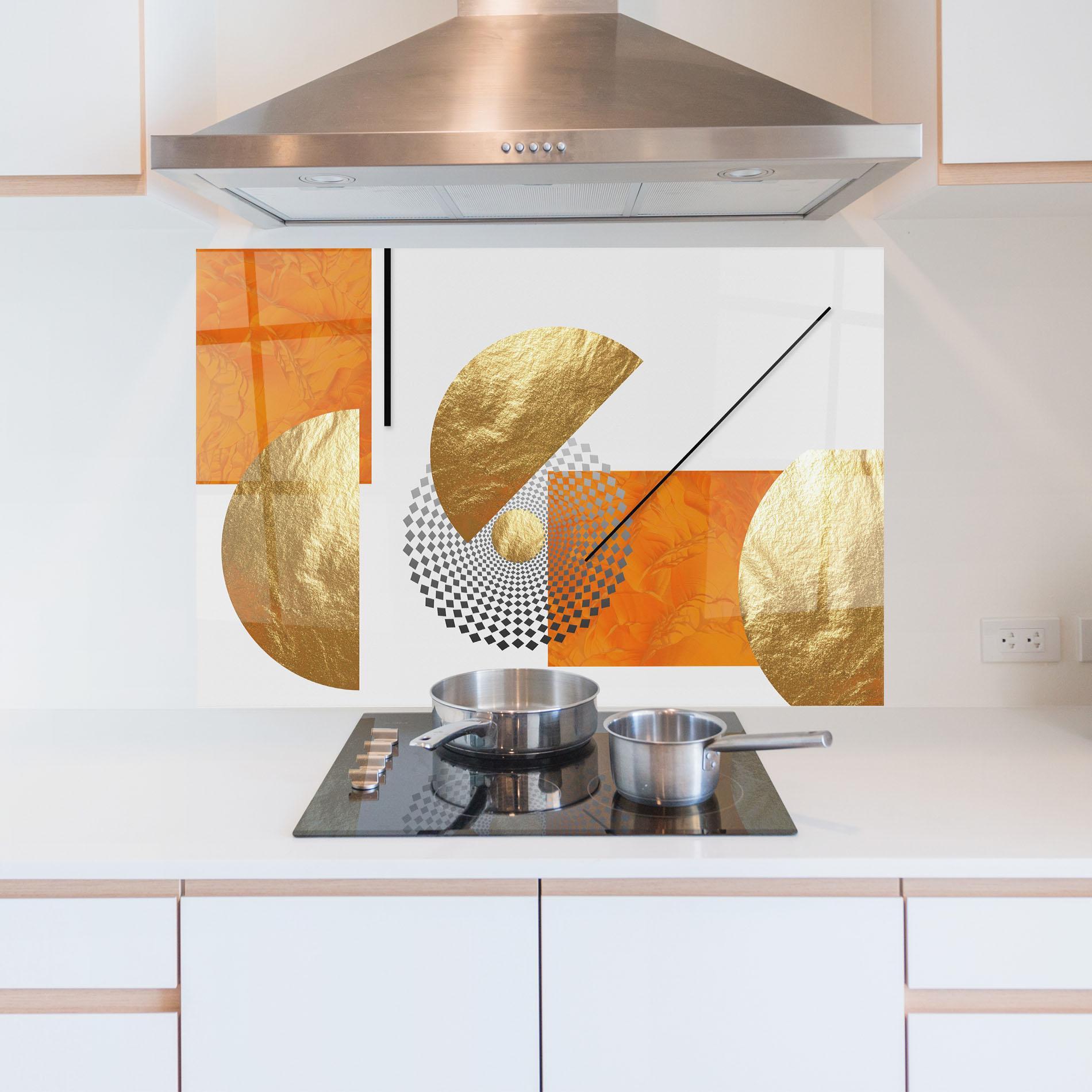 Стъклен панел за кухня Beautiful Gold Shapes mockup 5
