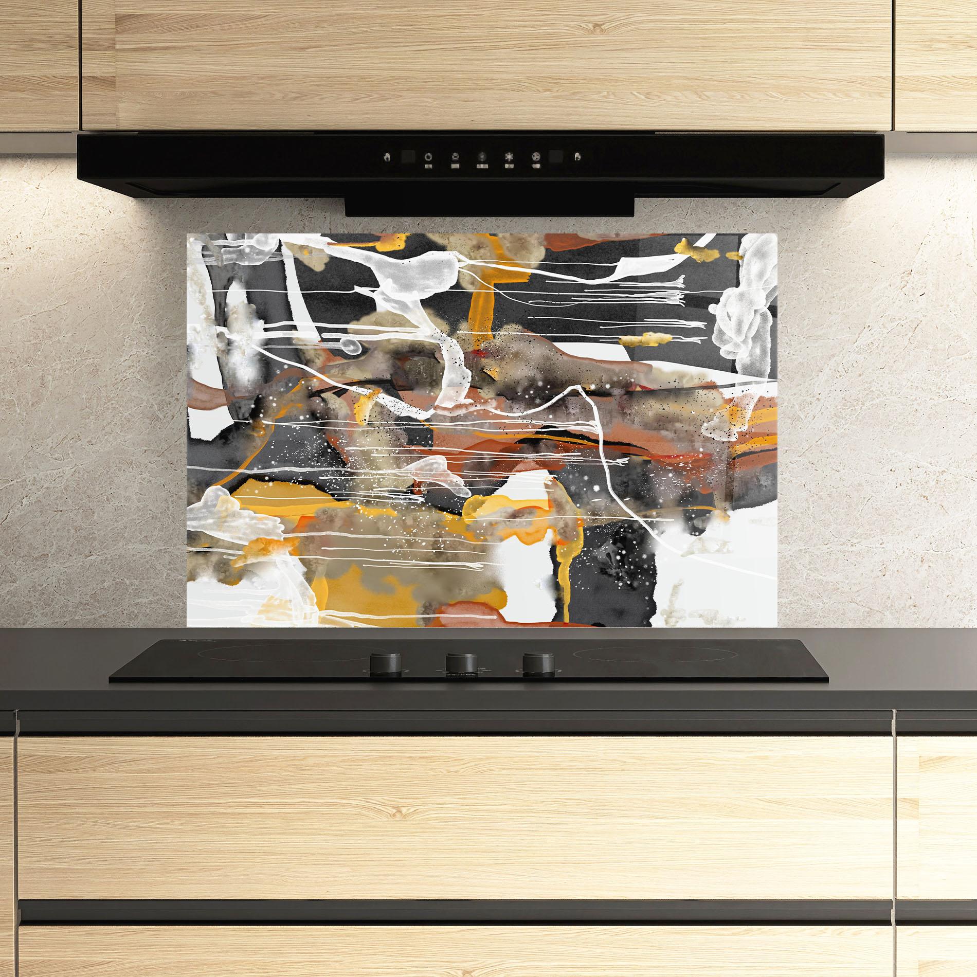 Стъклен панел за кухня Abstract Water Colors mockup 3