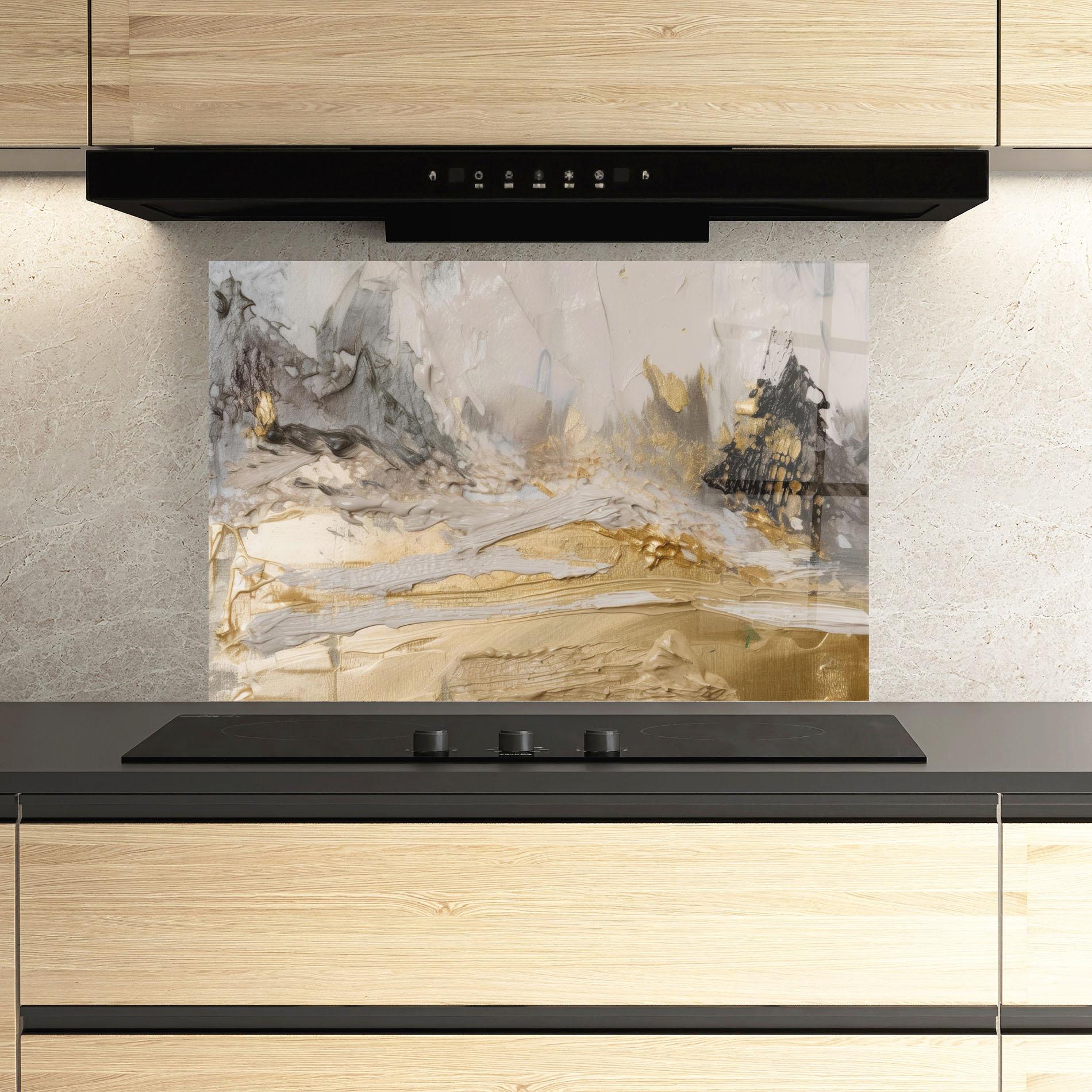 Стъклен панел за кухня Abstract White Waves mockup 3