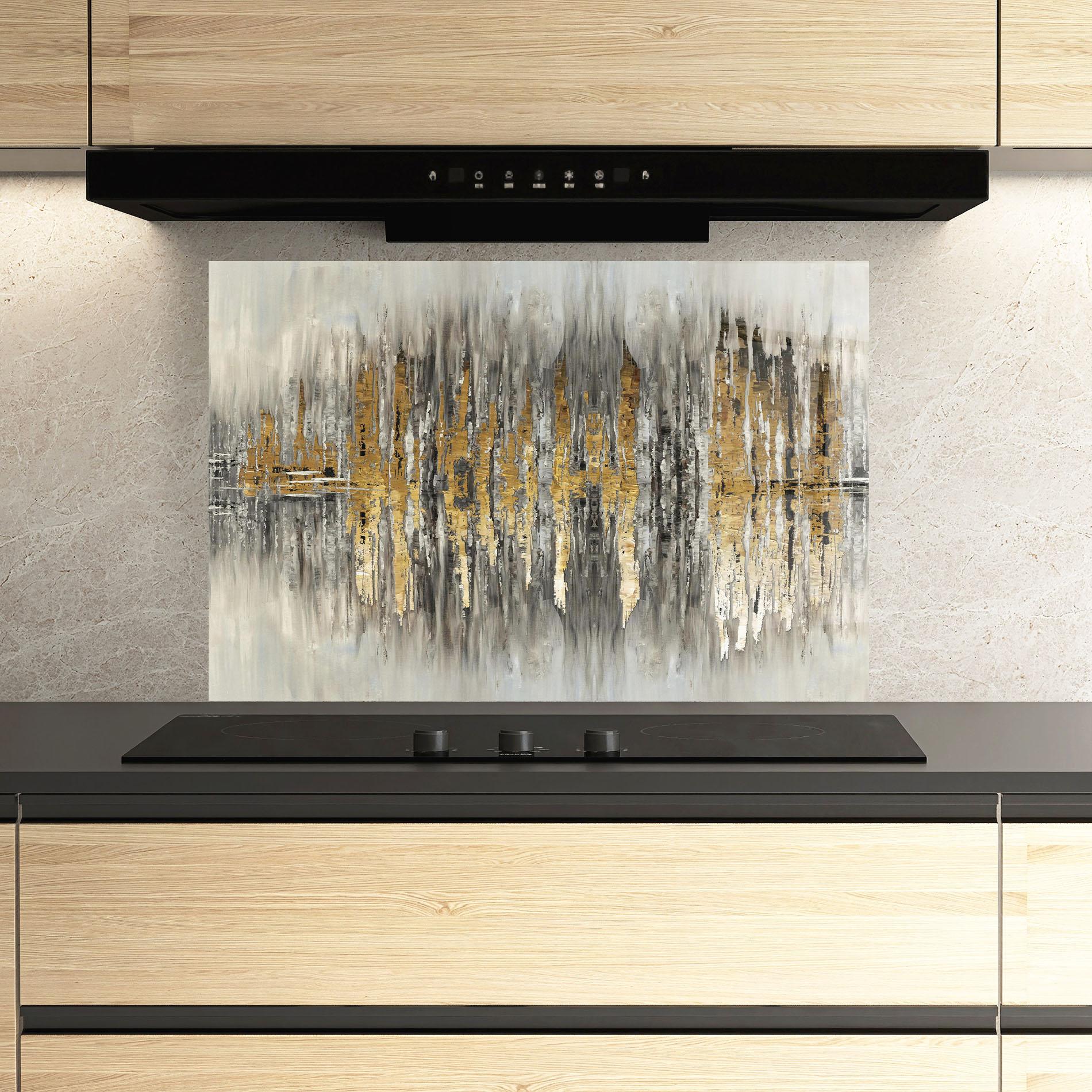 Стъклен панел за кухня Acrylic Silver Paint mockup 3