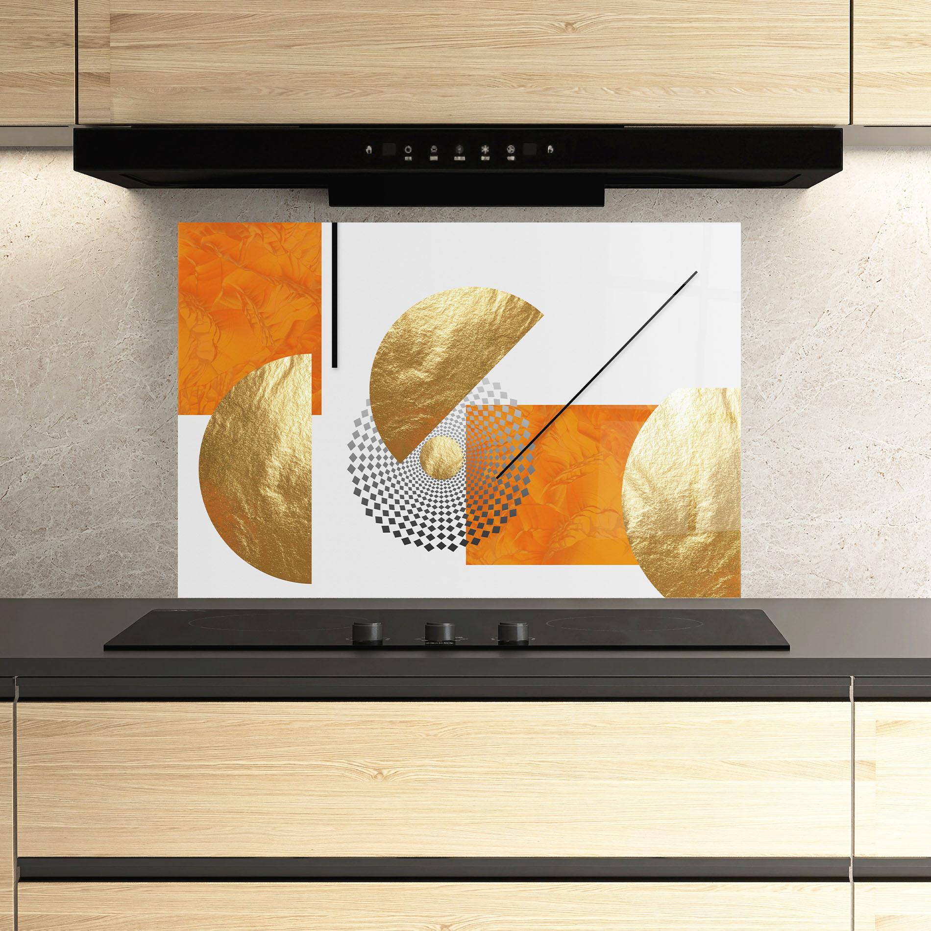 Стъклен панел за кухня Beautiful Gold Shapes mockup 3