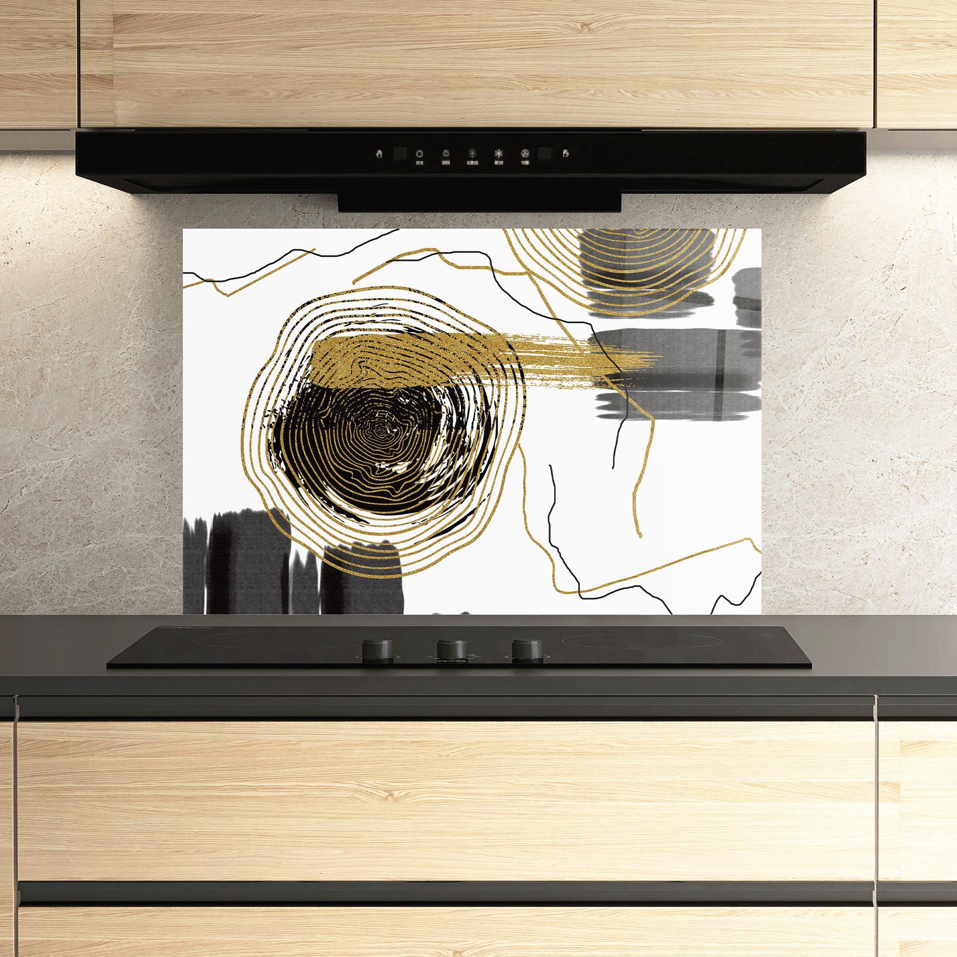 Стъклен панел за кухня Golden Grey Spiral mockup 3