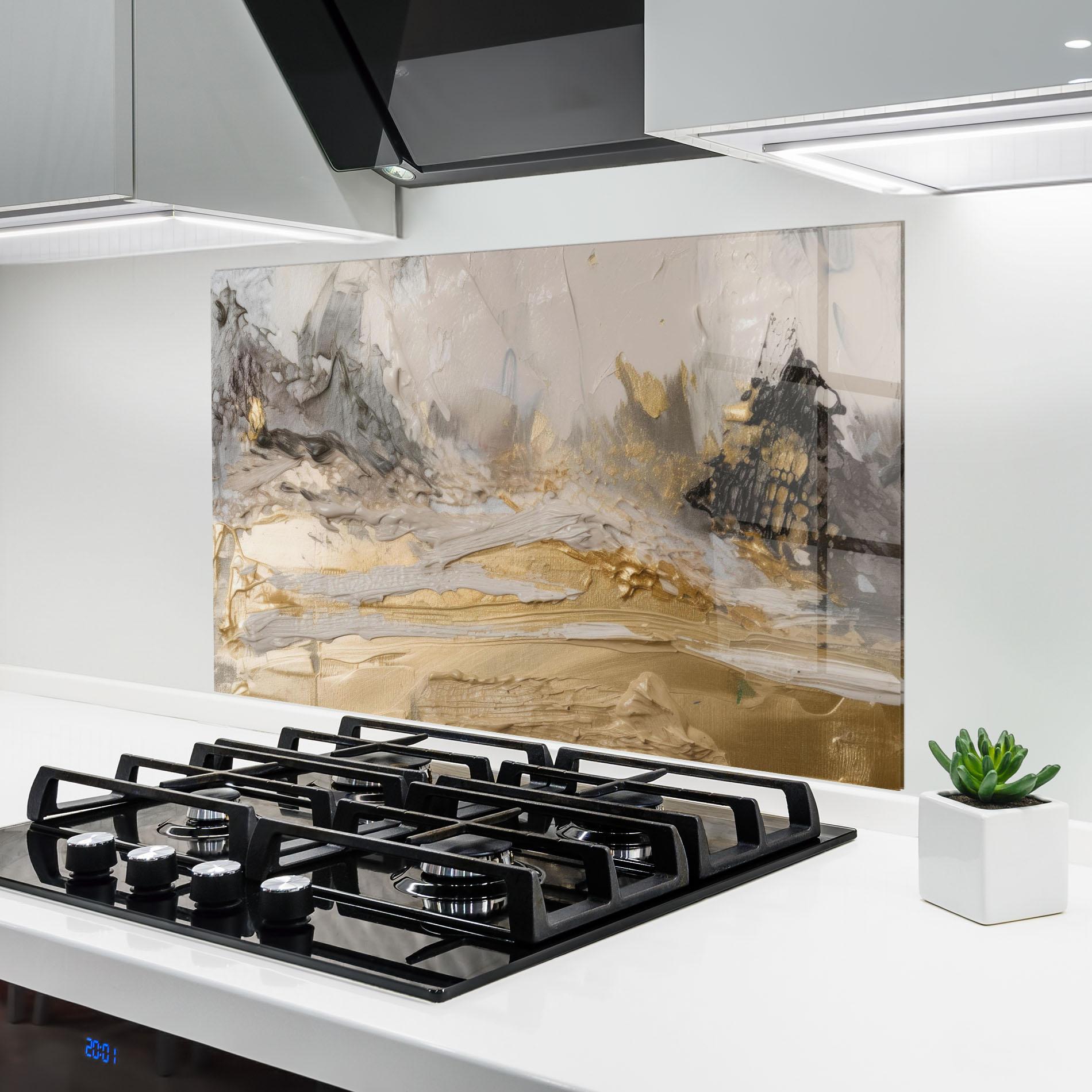 Стъклен панел за кухня Abstract White Waves mockup 6