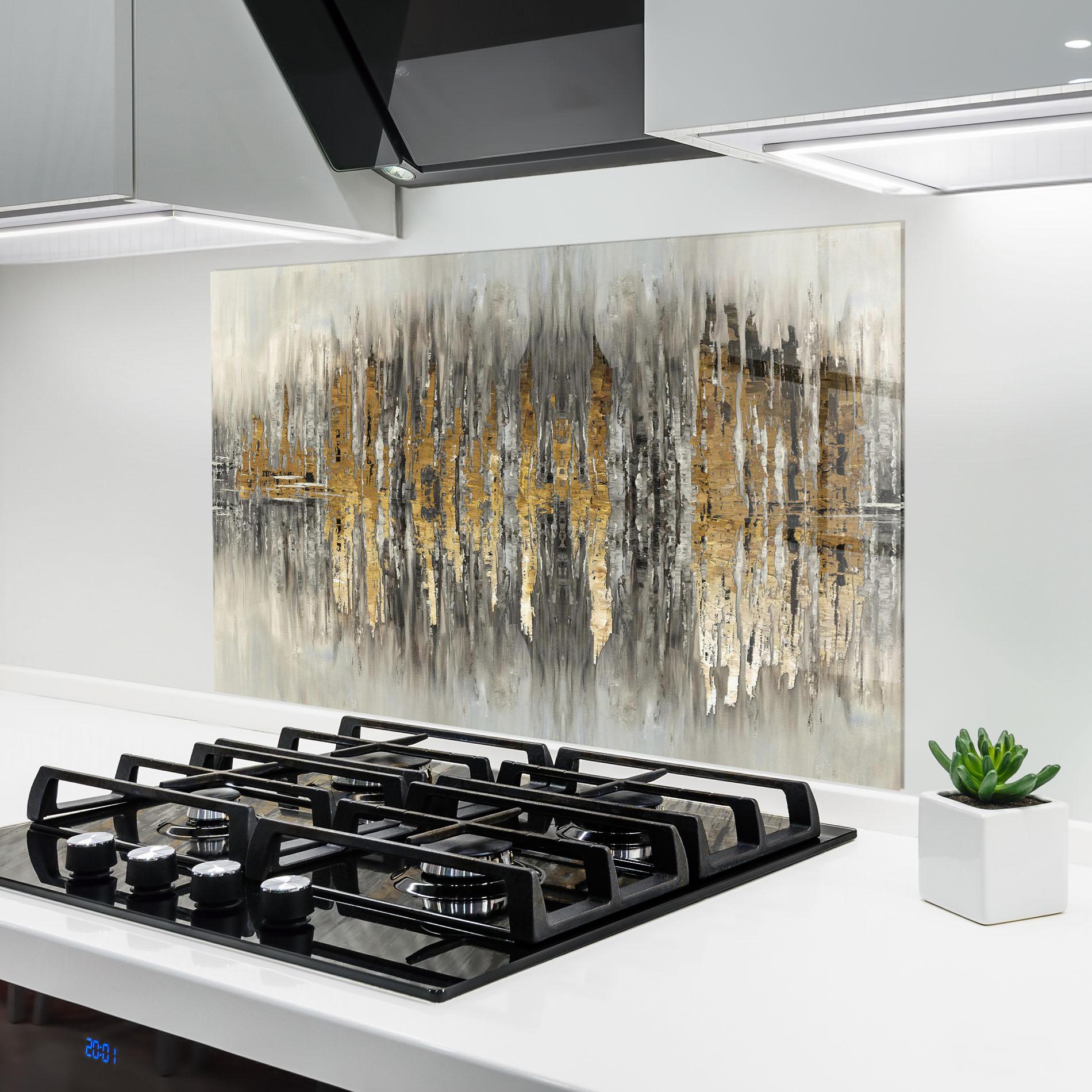 Стъклен панел за кухня Acrylic Silver Paint mockup 6