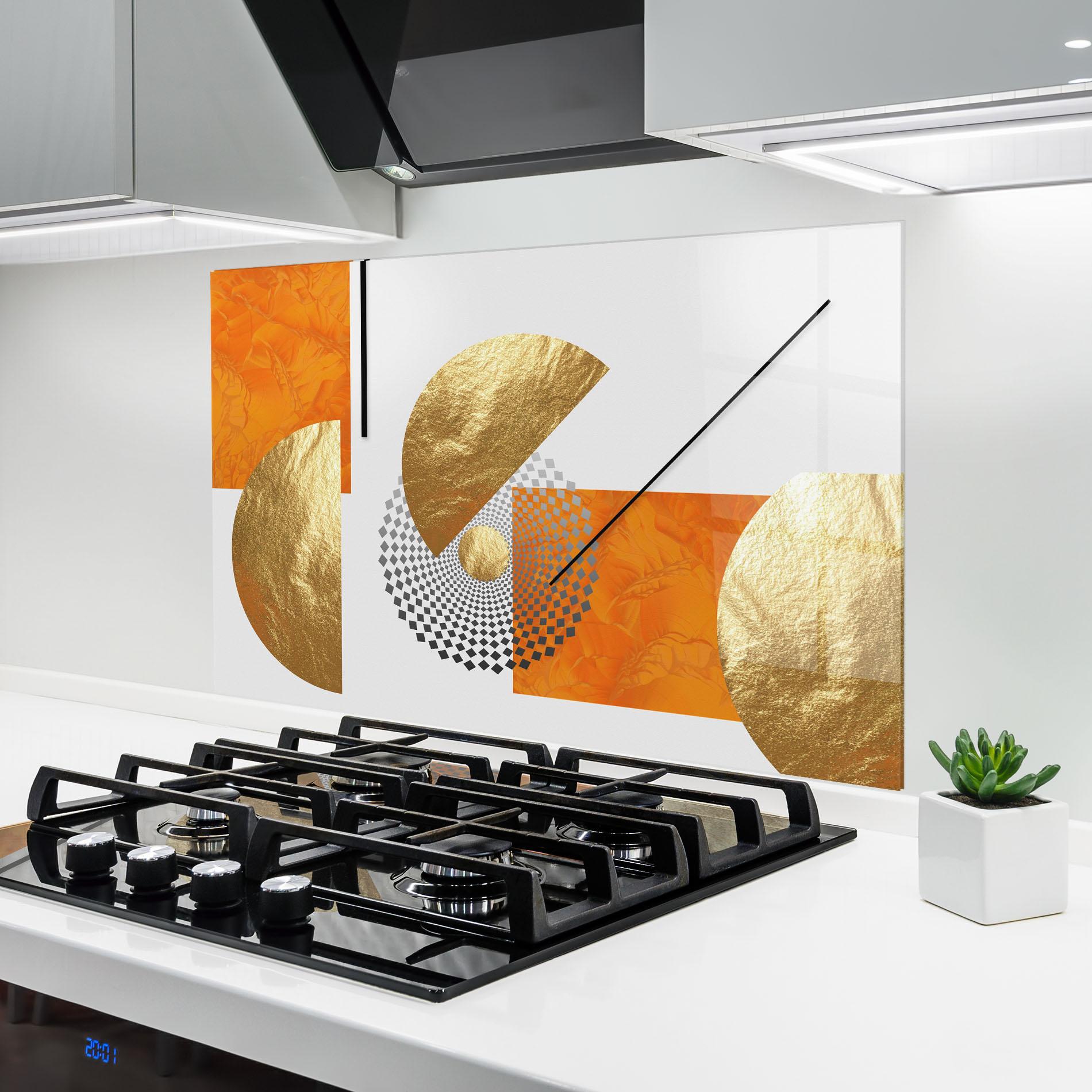 Стъклен панел за кухня Beautiful Gold Shapes mockup 6