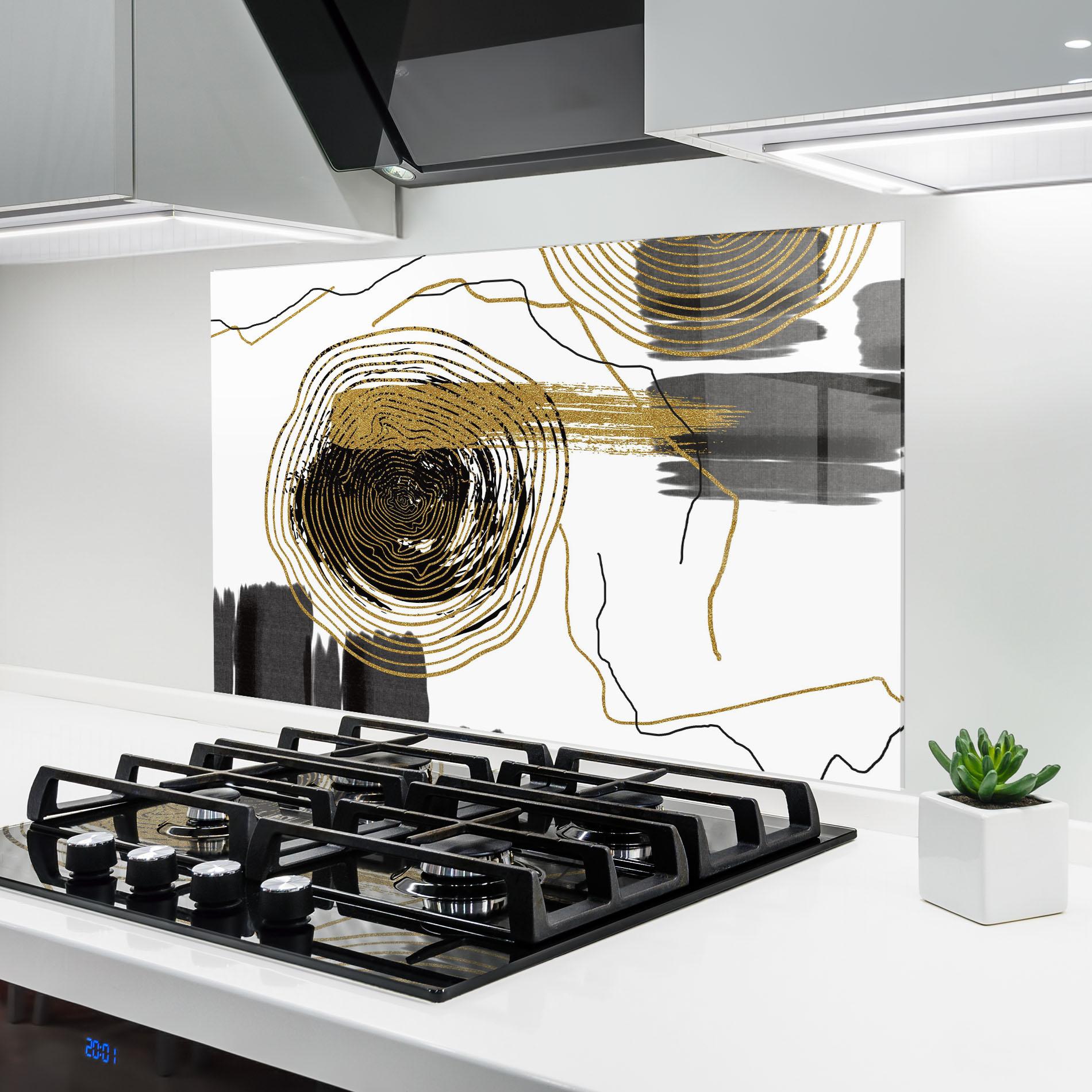 Стъклен панел за кухня Golden Grey Spiral mockup 6