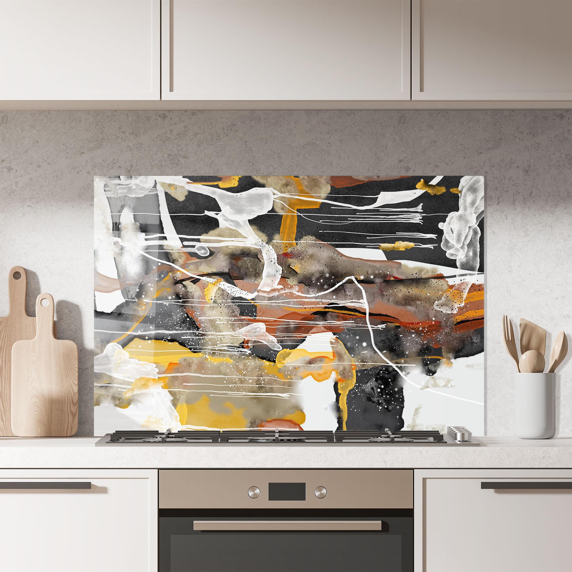 Стъклен панел за кухня Abstract Water Colors mockup 7