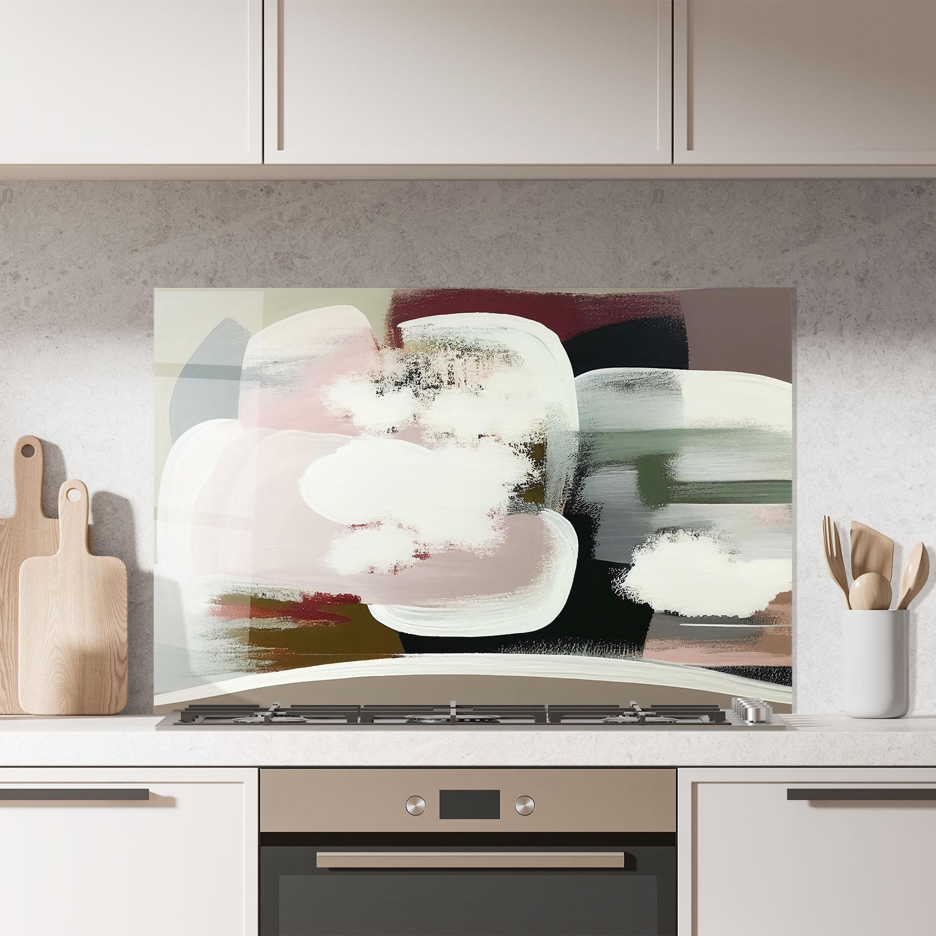 Стъклен панел за кухня Abstract White Clouds mockup 7