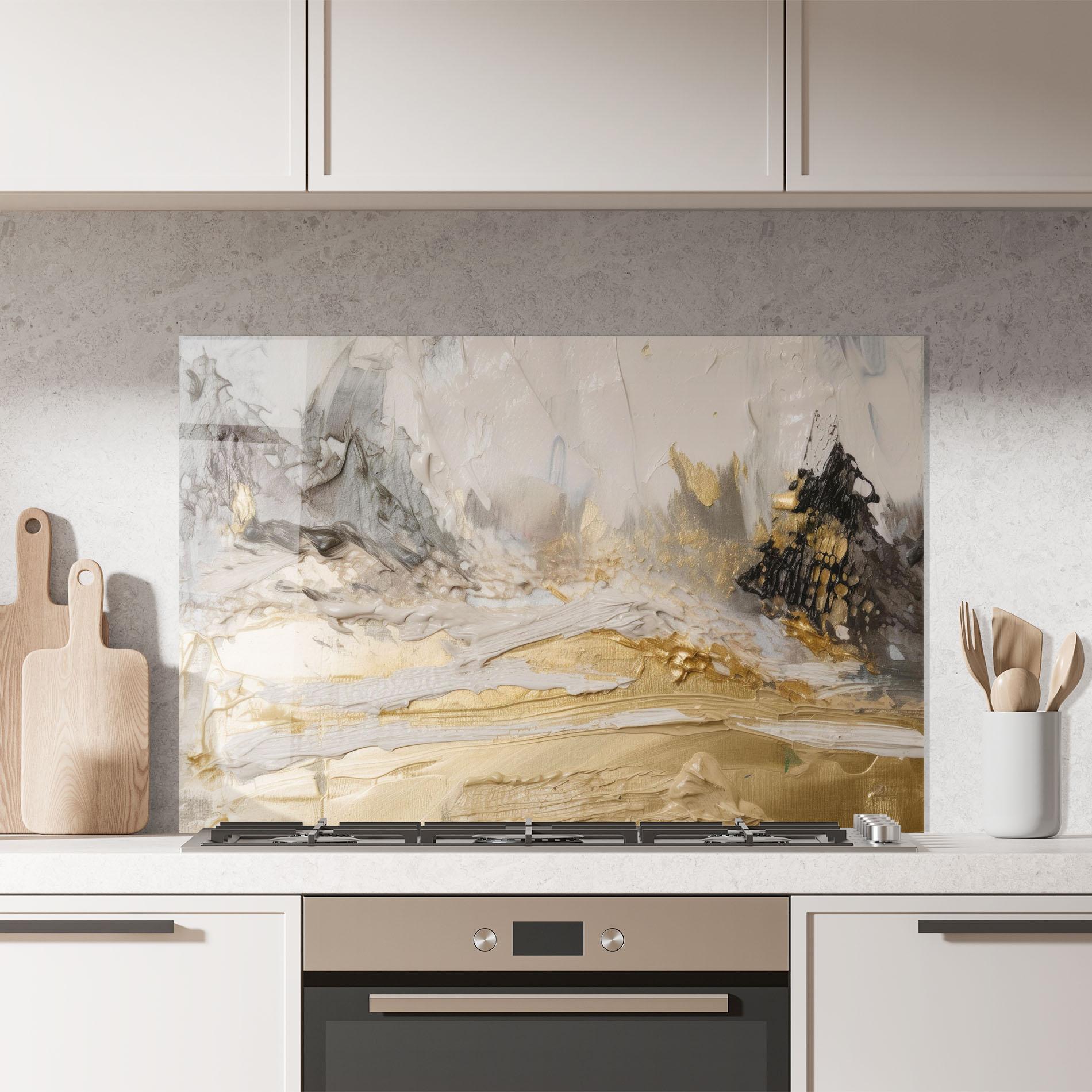 Стъклен панел за кухня Abstract White Waves mockup 7