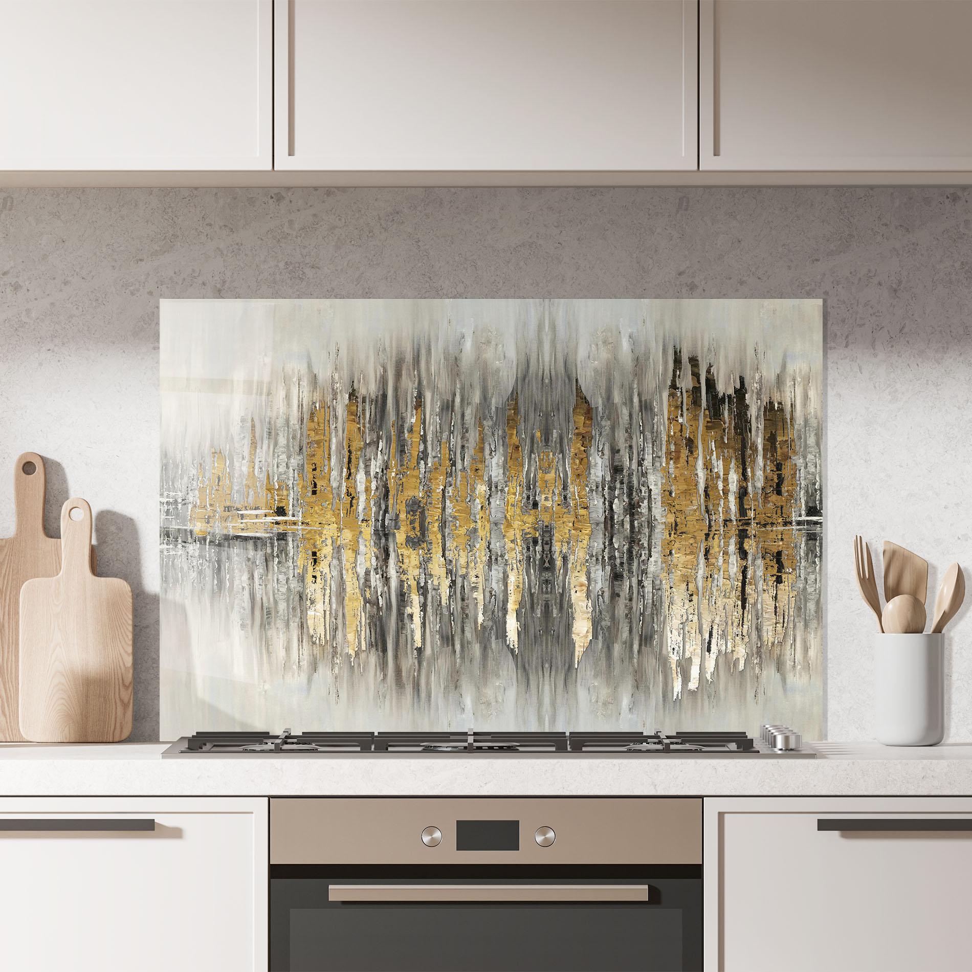 Стъклен панел за кухня Acrylic Silver Paint mockup 7