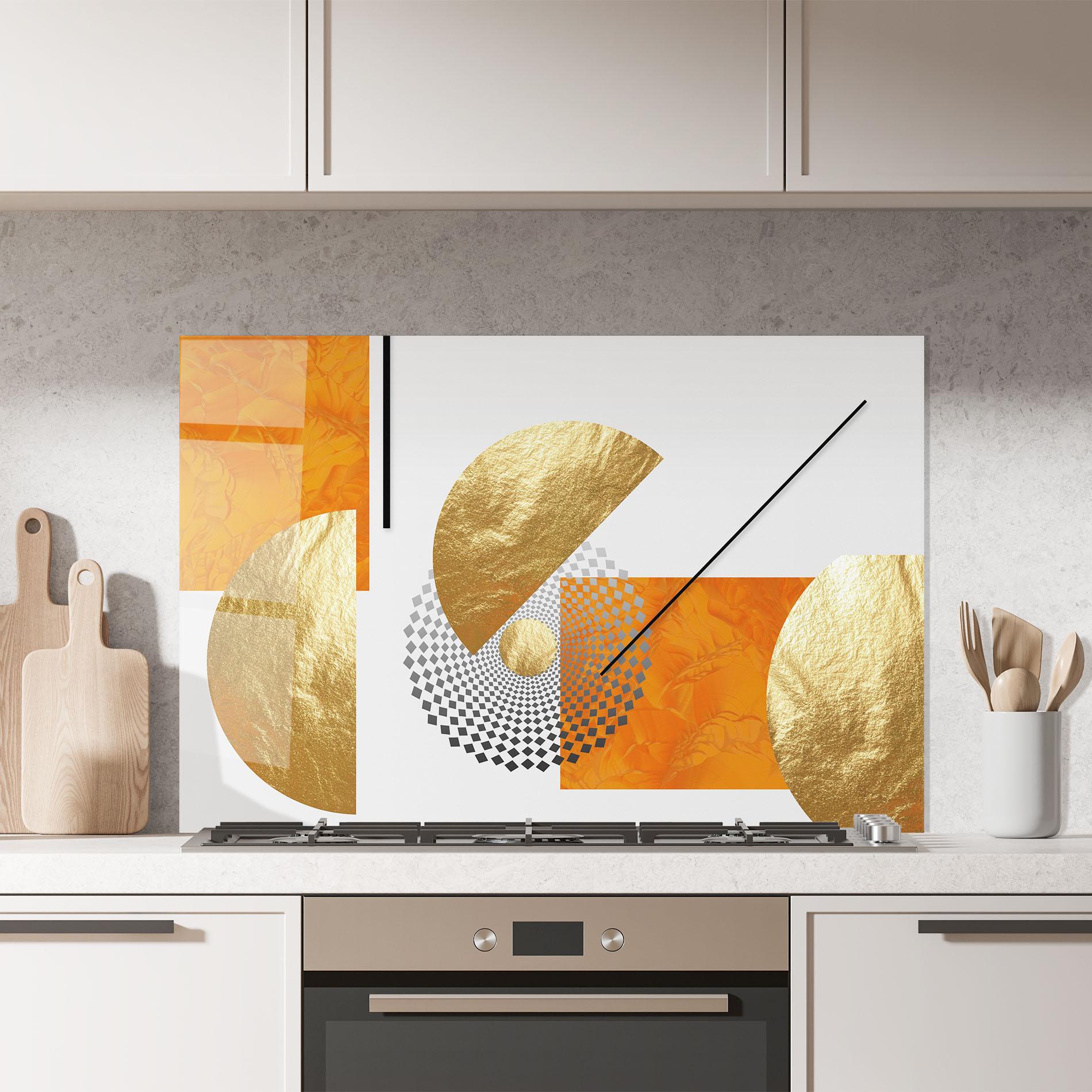 Стъклен панел за кухня Beautiful Gold Shapes mockup 7