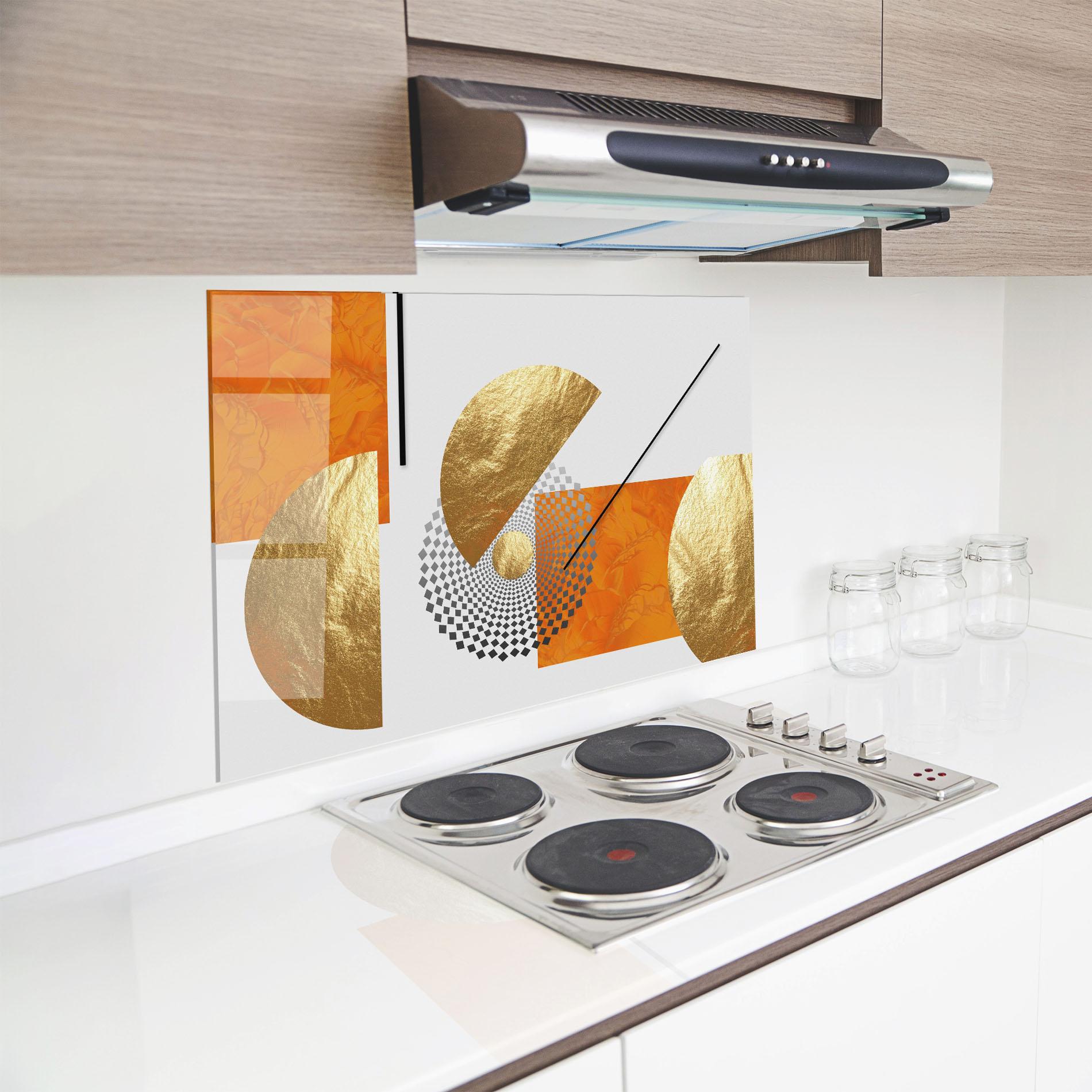 Стъклен панел за кухня Beautiful Gold Shapes mockup 8