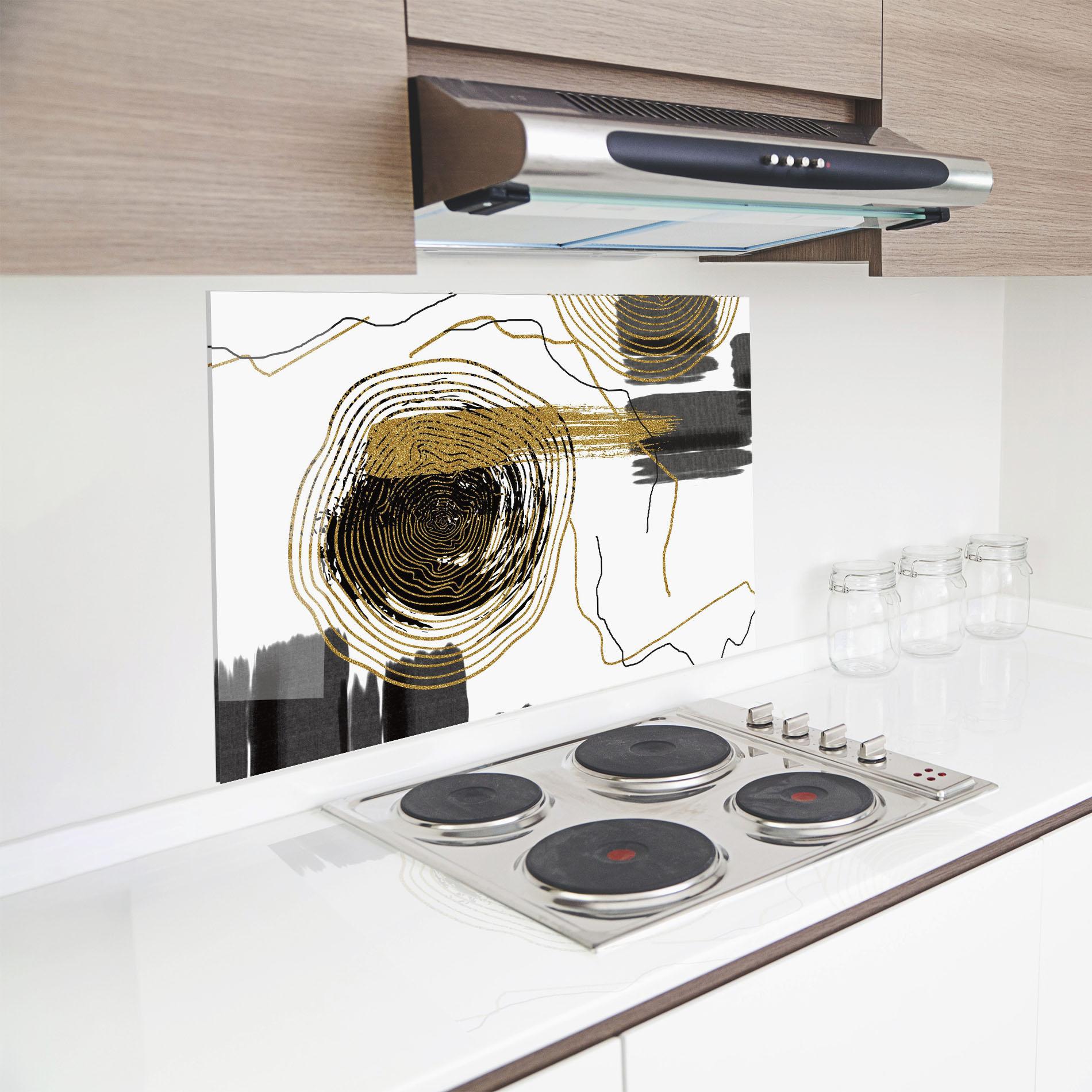 Стъклен панел за кухня Golden Grey Spiral mockup 8