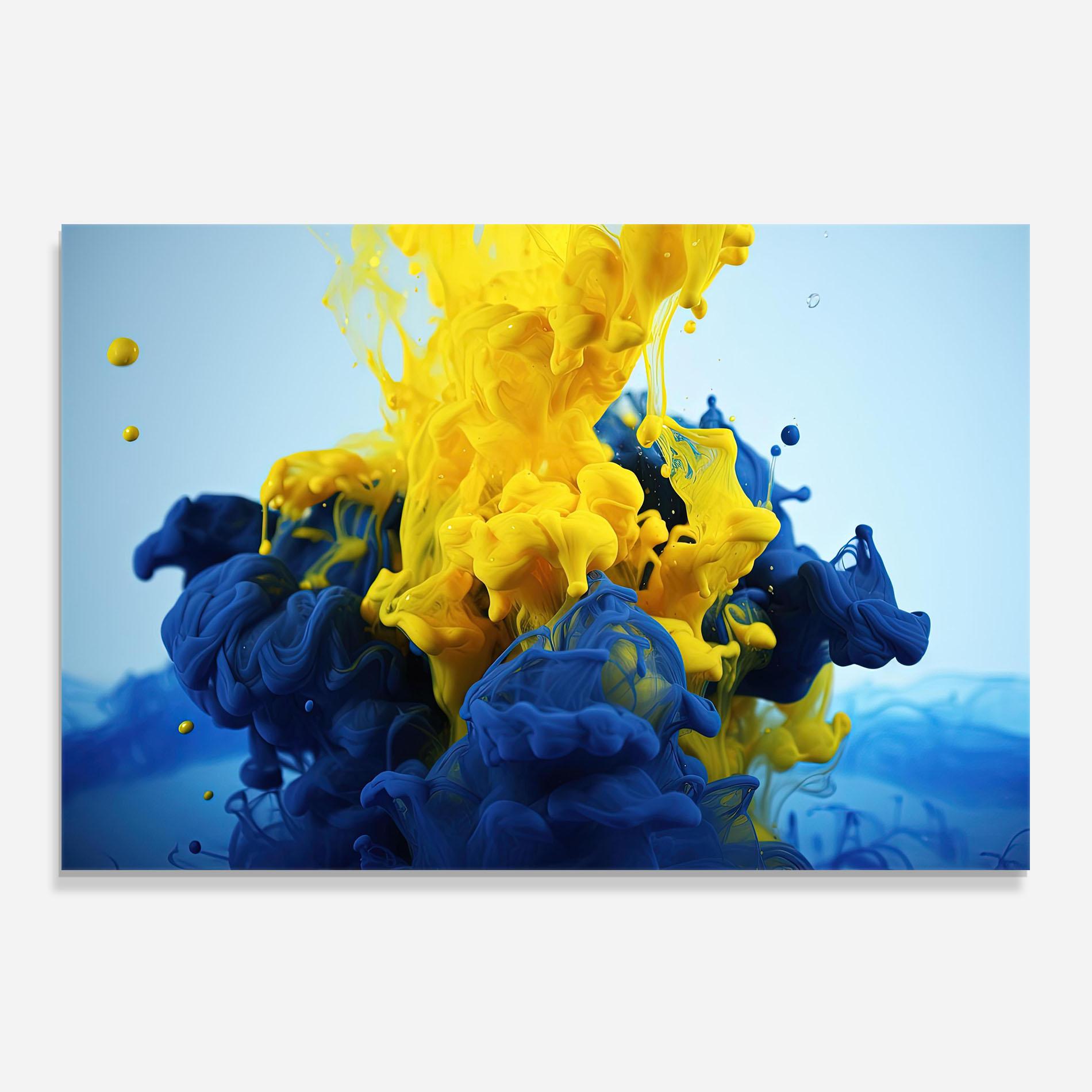 Стъклен панел за кухня Blue Yellow Smoke mockup 0