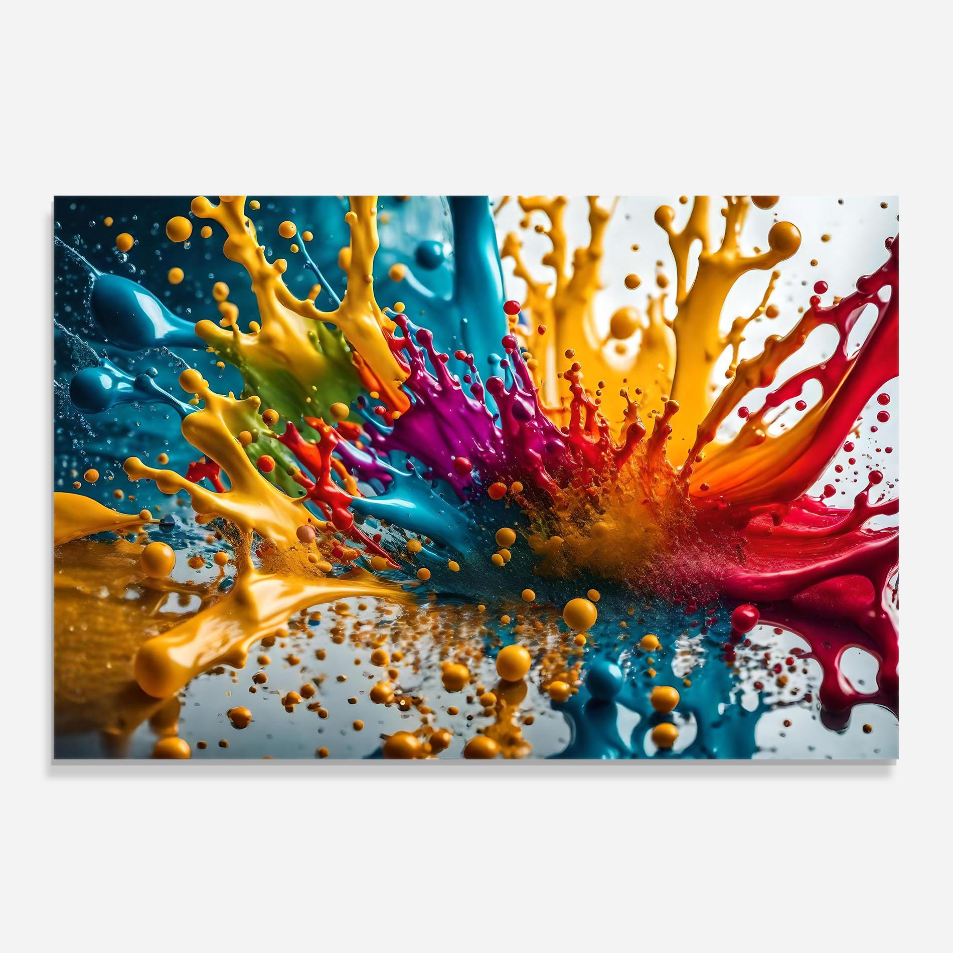 Стъклен панел за кухня Colorful Water Splash mockup 0