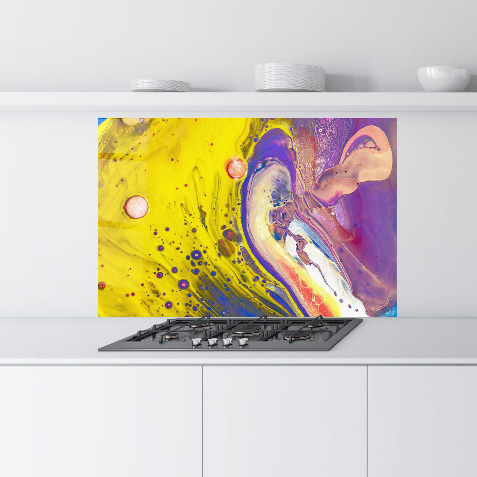 Стъклен панел за кухня Colorful Liquid Marble mockup 9