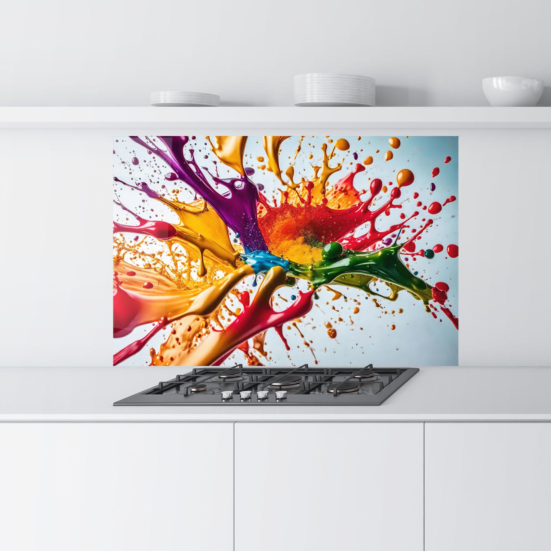 Стъклен панел за кухня Colorful Yellow Rainbow mockup 9