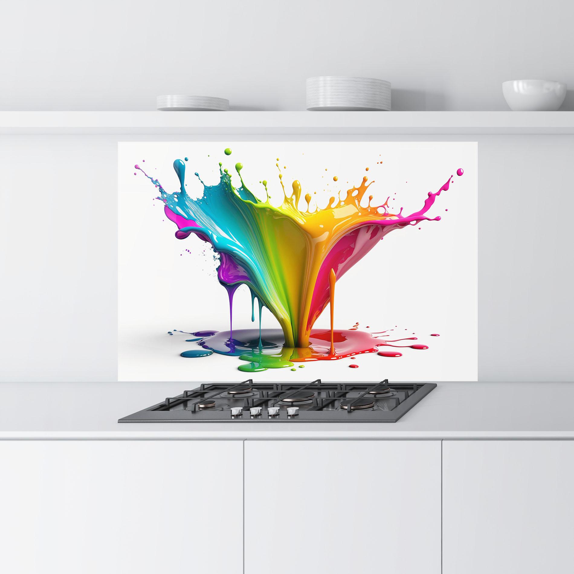 Стъклен панел за кухня Exploding Yellow Liquid mockup 9