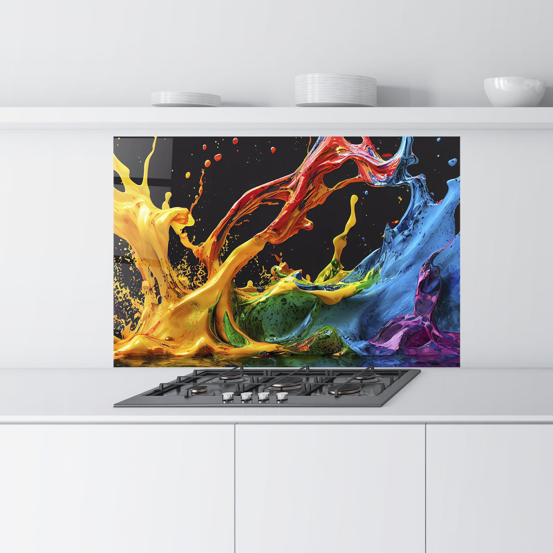 Стъклен панел за кухня Floating Yellow Splay mockup 9