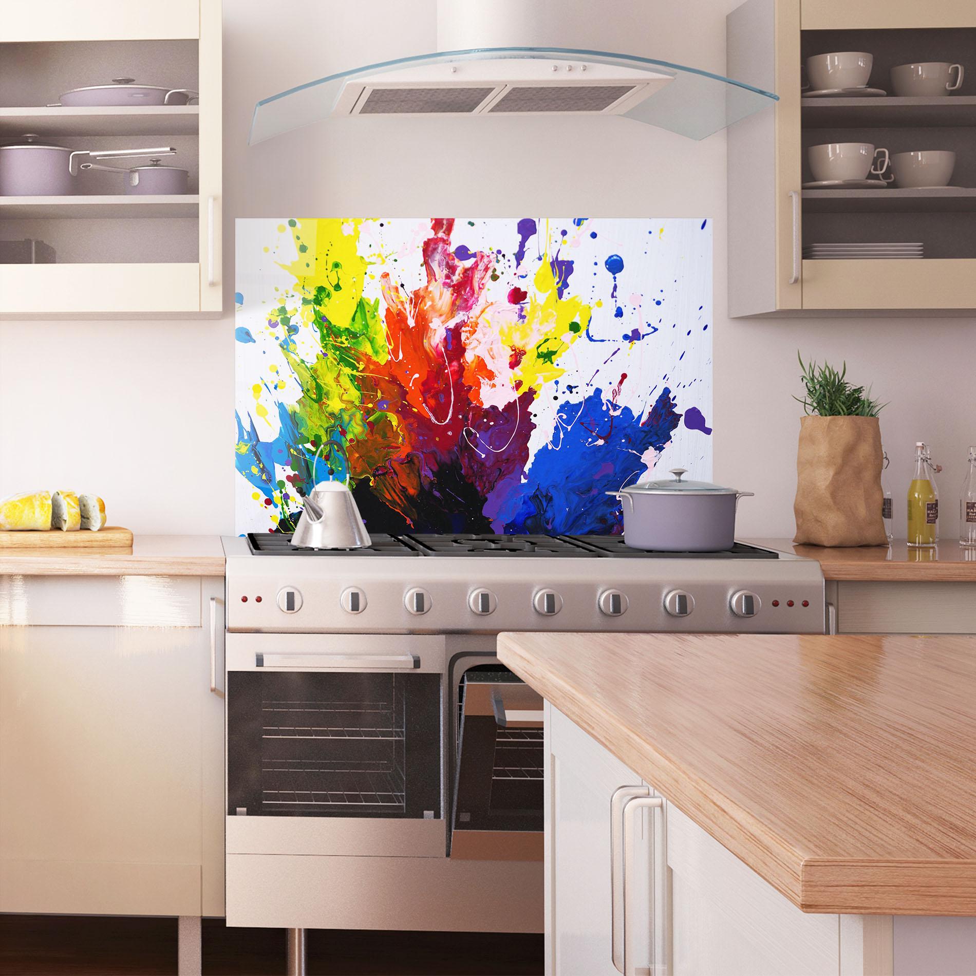 Стъклен панел за кухня Blue Purple Exploding mockup 1