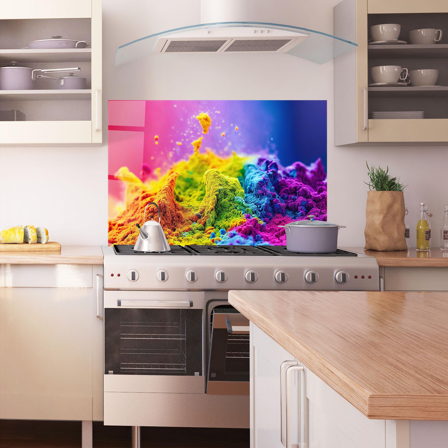 Стъклен панел за кухня Color Powder Explosion mockup 1