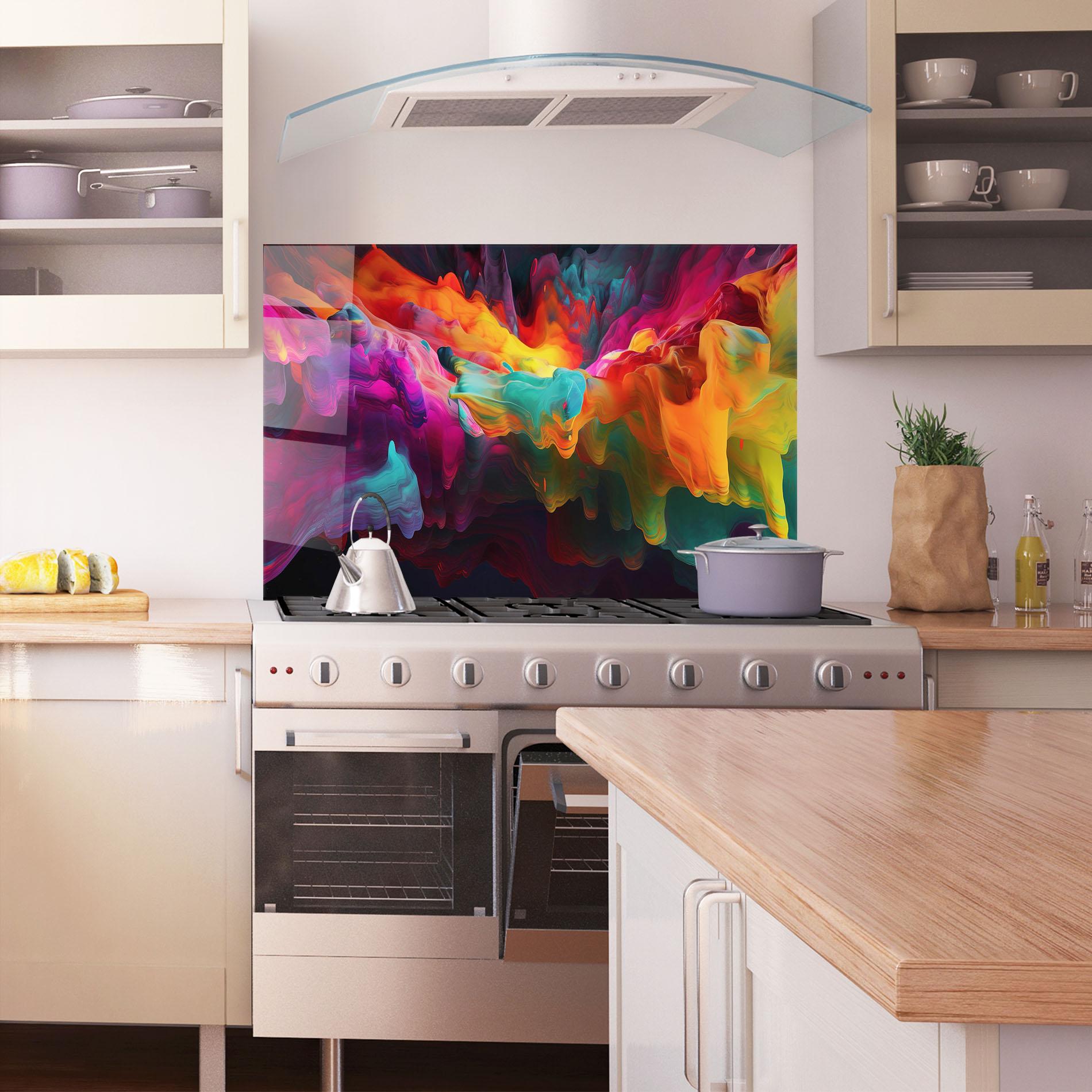 Стъклен панел за кухня Colorful Smoke mockup 1