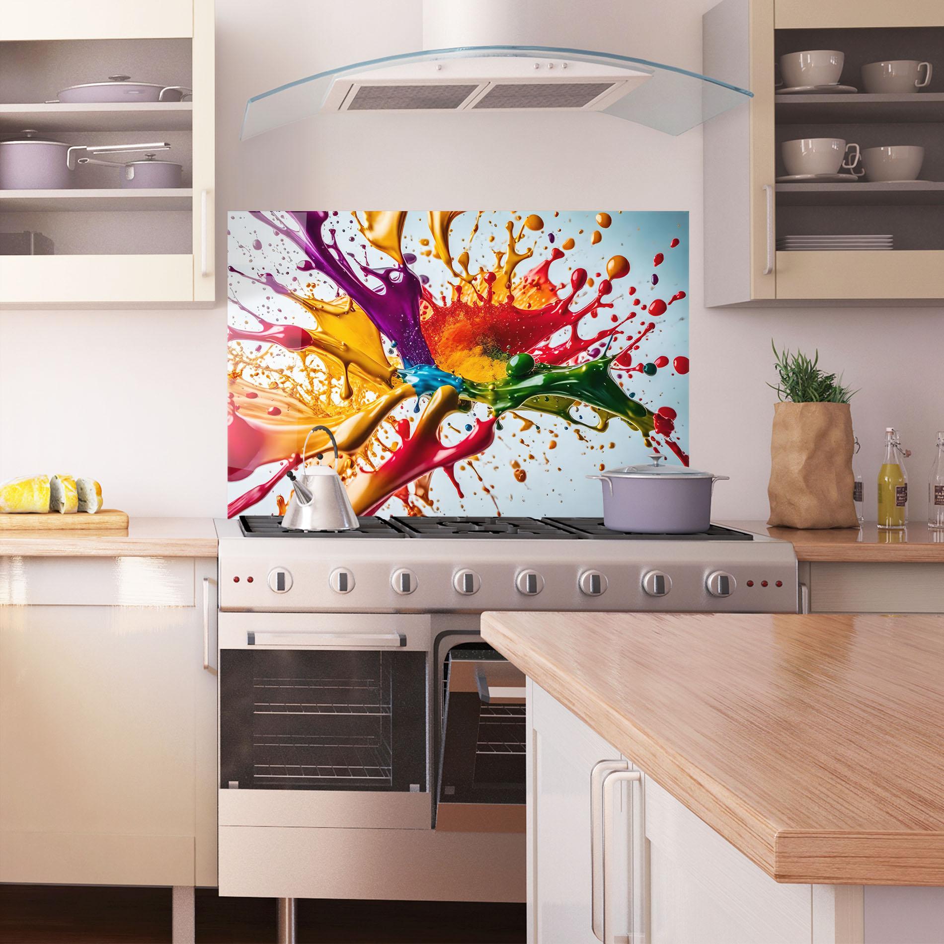 Стъклен панел за кухня Colorful Yellow Rainbow mockup 1