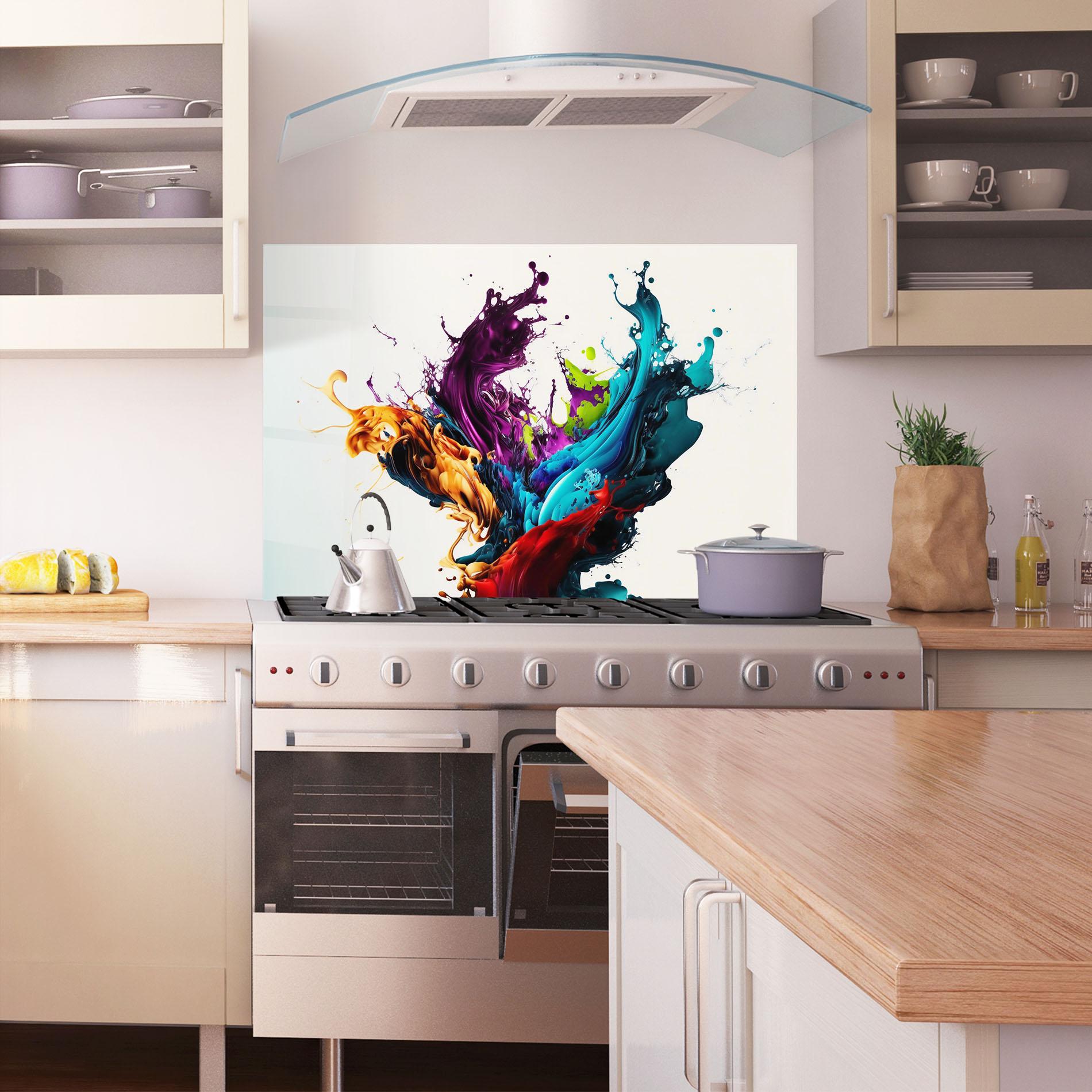 Стъклен панел за кухня Dark Purple Splash mockup 1