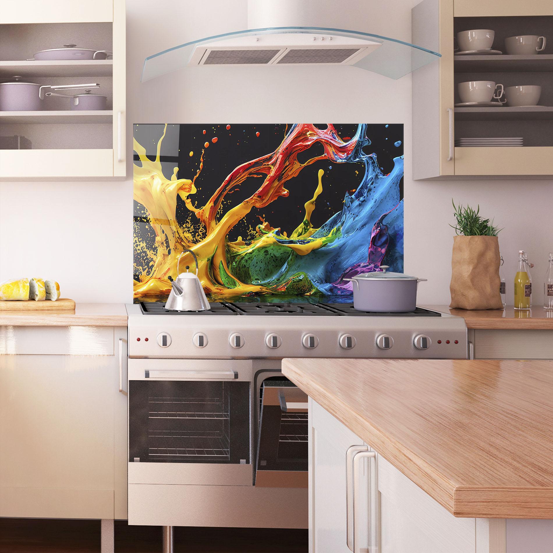 Стъклен панел за кухня Floating Yellow Splay mockup 1