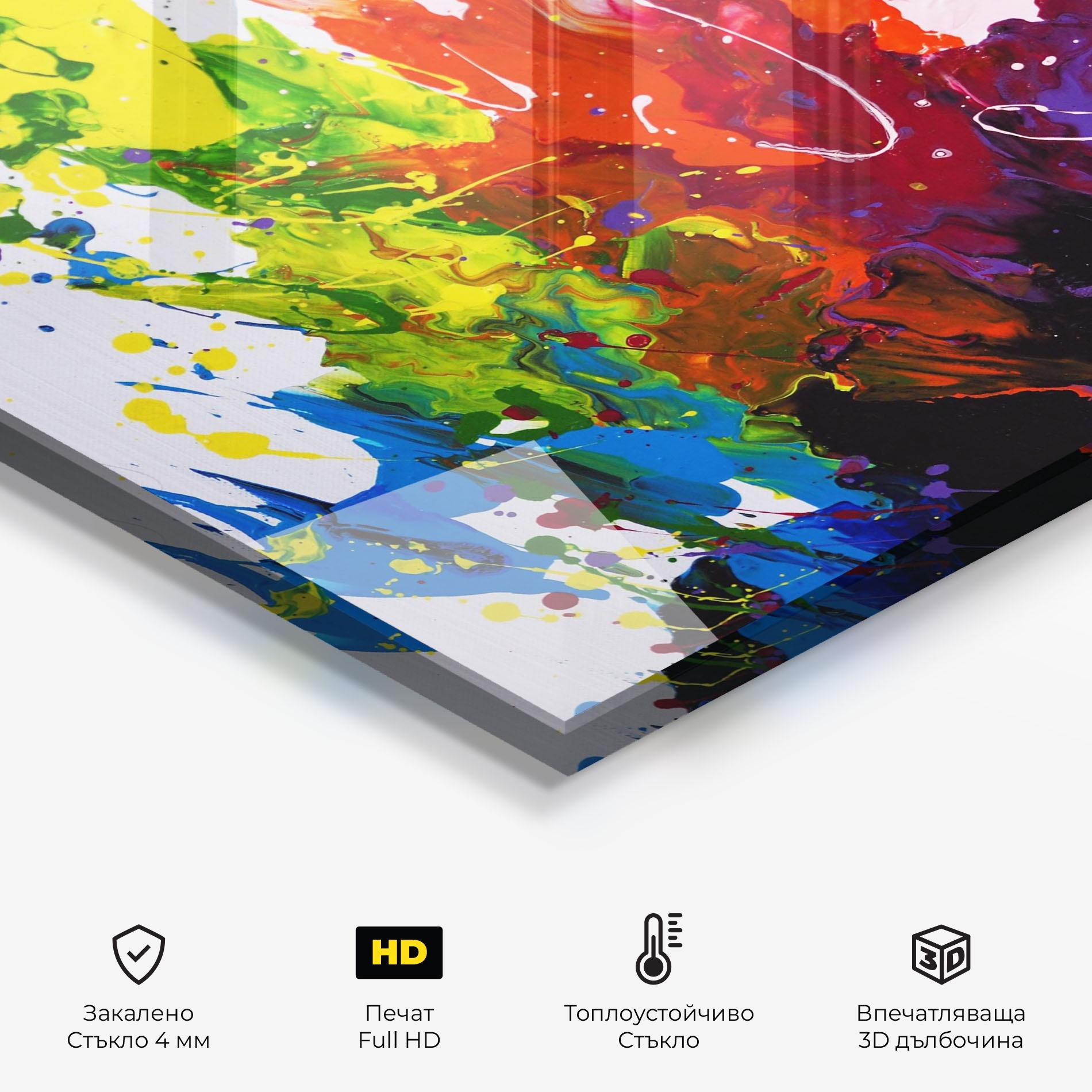 Стъклен панел за кухня Blue Purple Exploding mockup 2