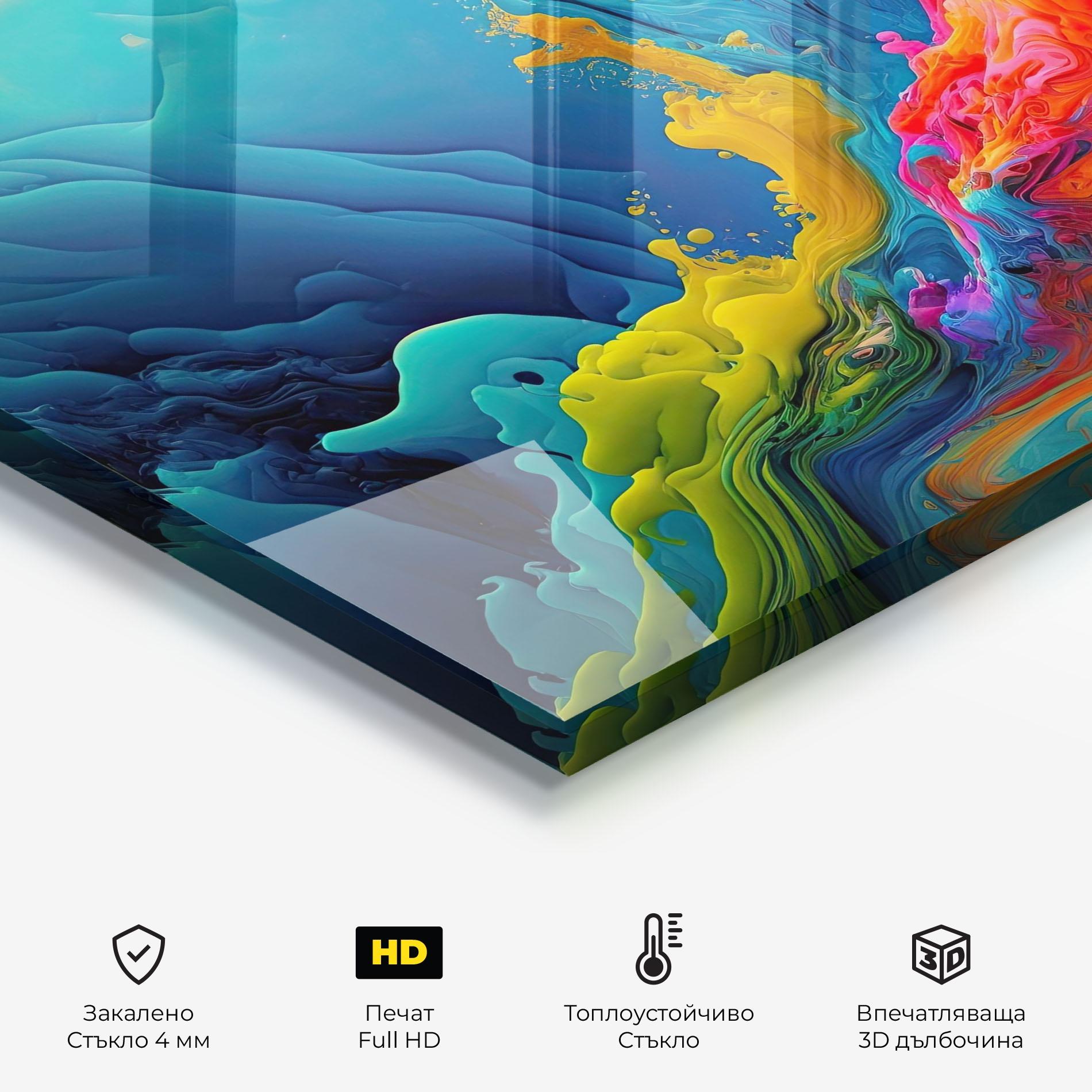 Стъклен панел за кухня Color Floating mockup 2