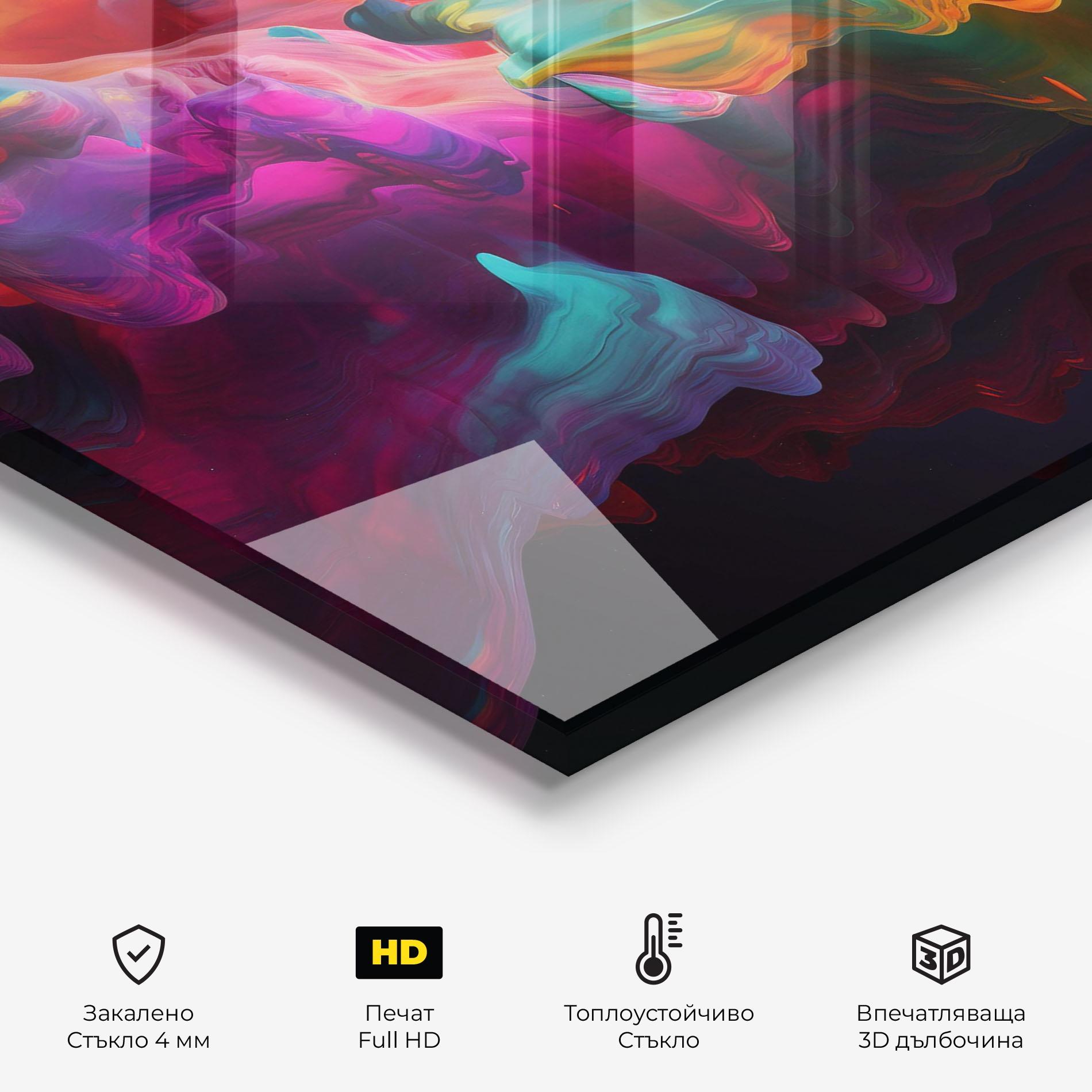 Стъклен панел за кухня Colorful Smoke mockup 2