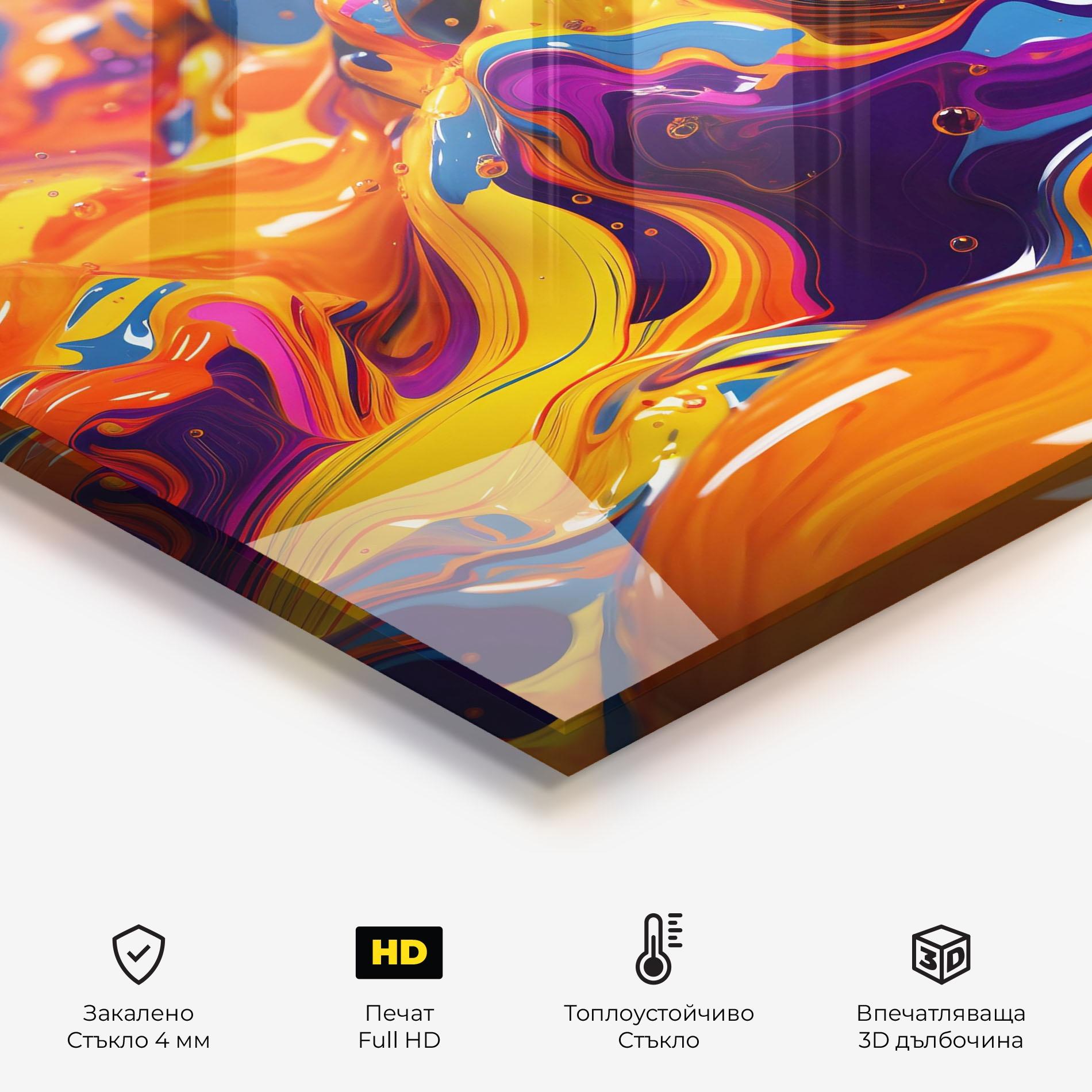 Стъклен панел за кухня Colorful Waves mockup 2