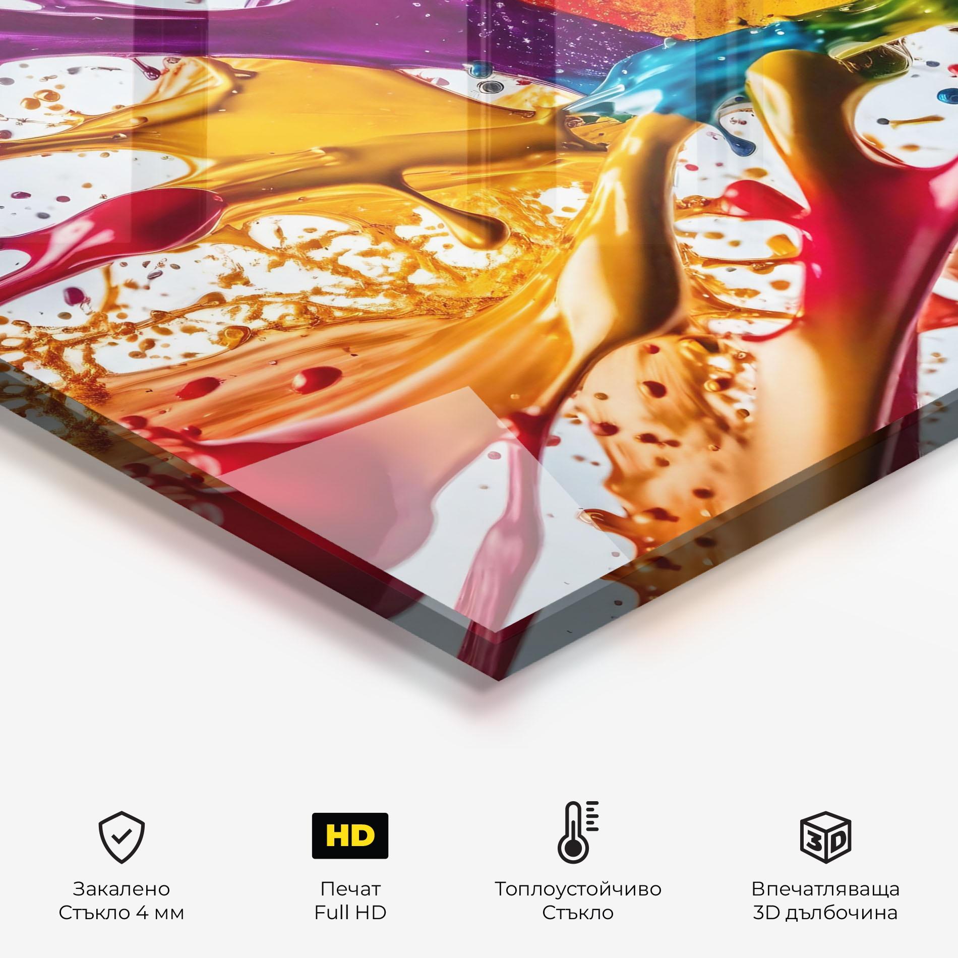 Стъклен панел за кухня Colorful Yellow Rainbow mockup 2