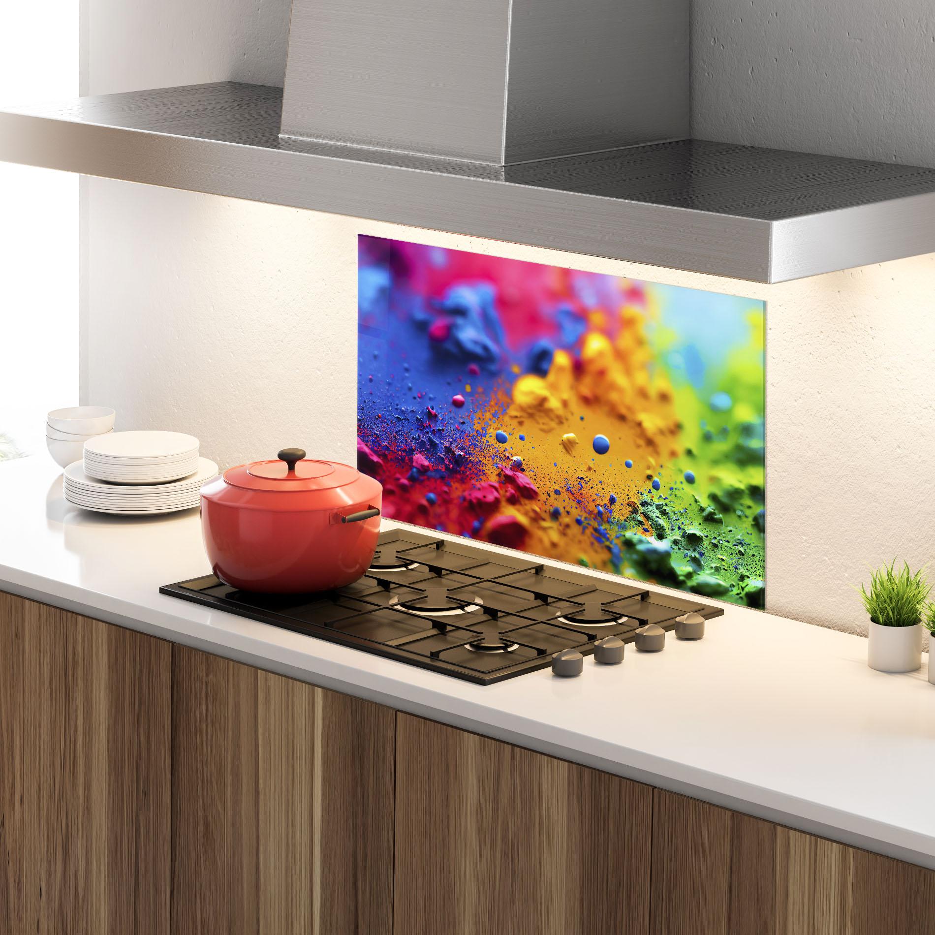 Стъклен панел за кухня Acrylic Yellow Texture mockup 4