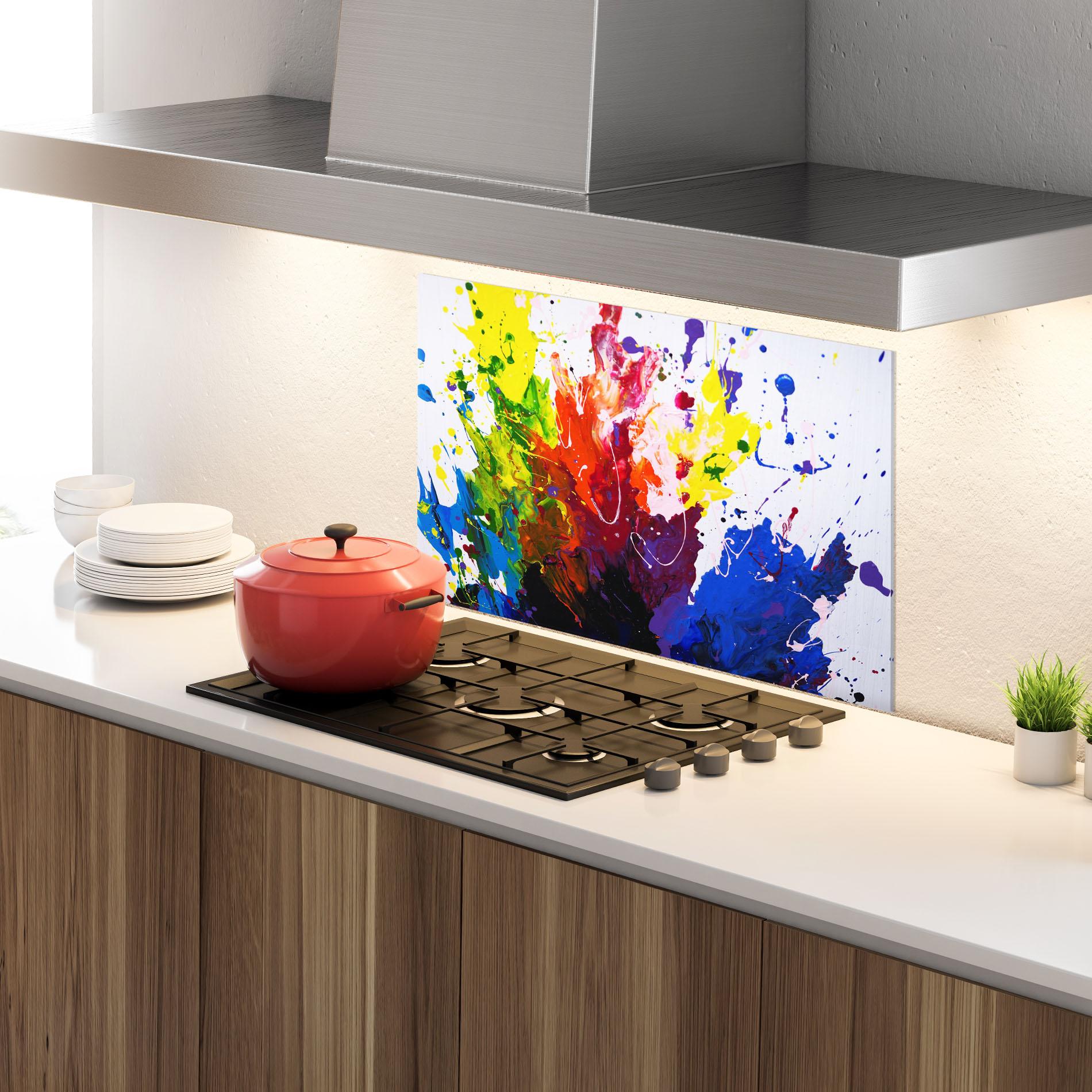 Стъклен панел за кухня Blue Purple Exploding mockup 4