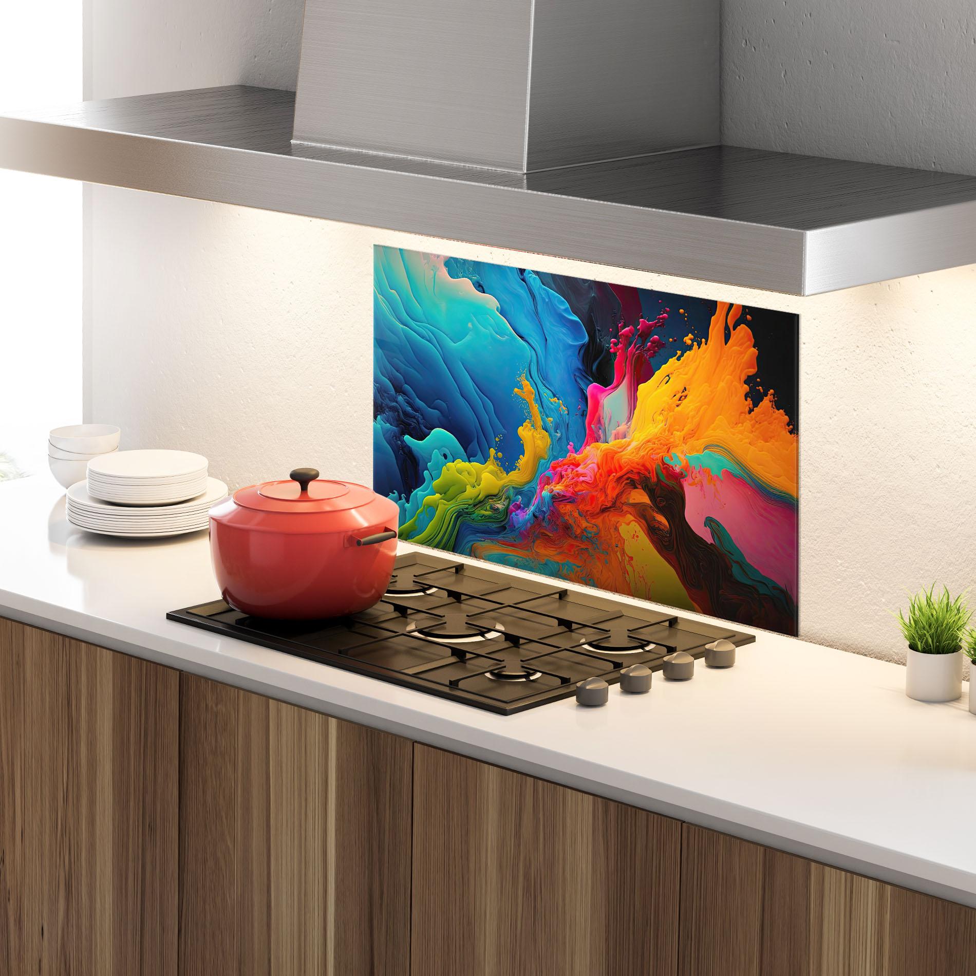 Стъклен панел за кухня Color Floating mockup 4