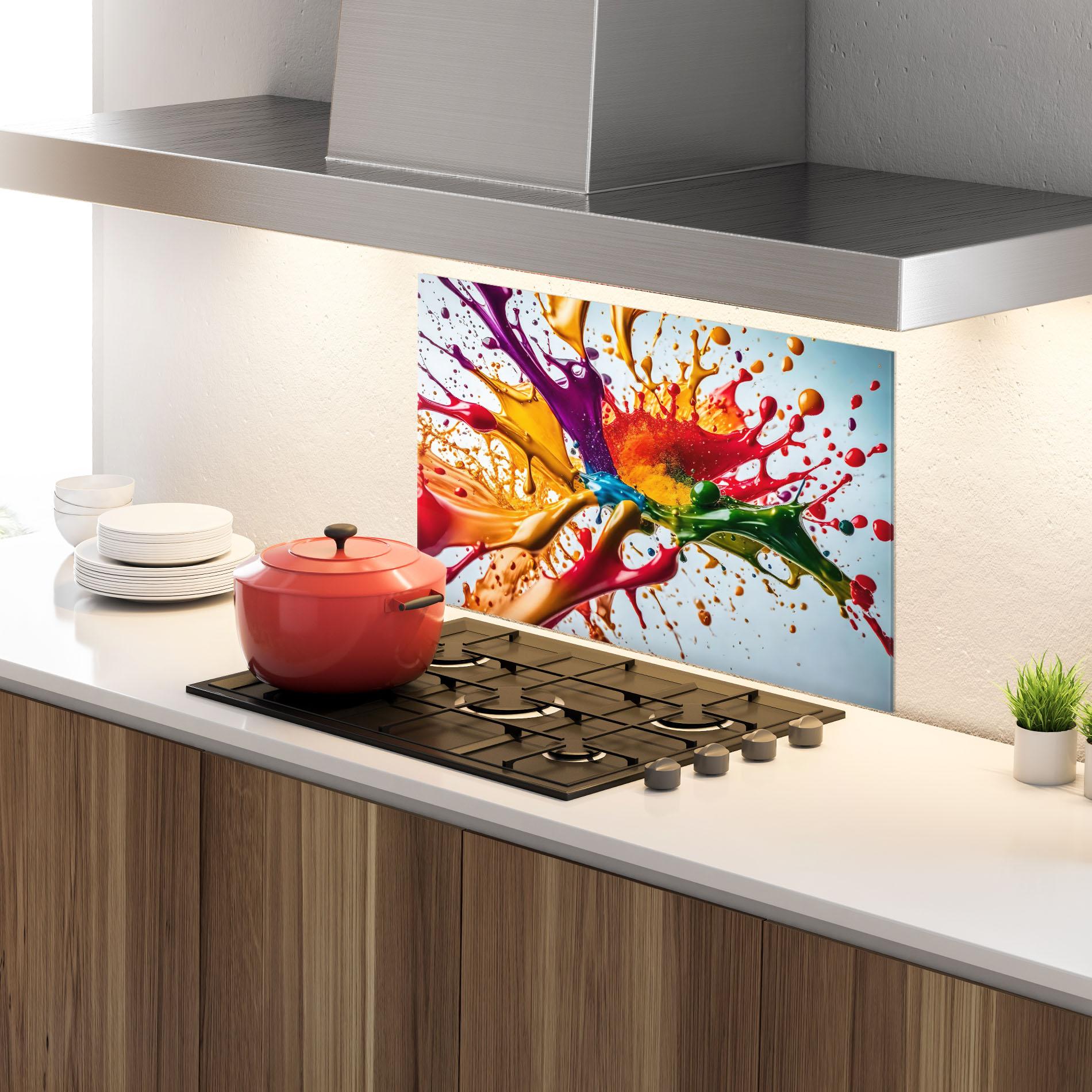 Стъклен панел за кухня Colorful Yellow Rainbow mockup 4
