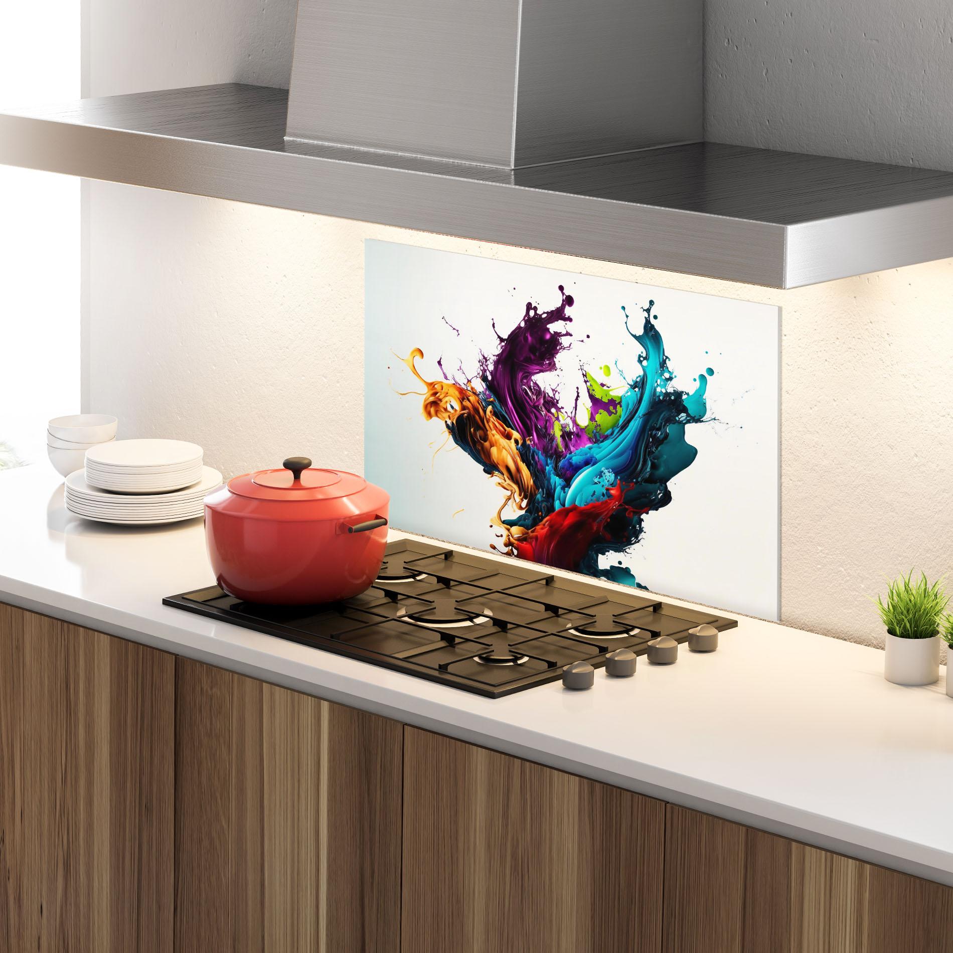 Стъклен панел за кухня Dark Purple Splash mockup 4