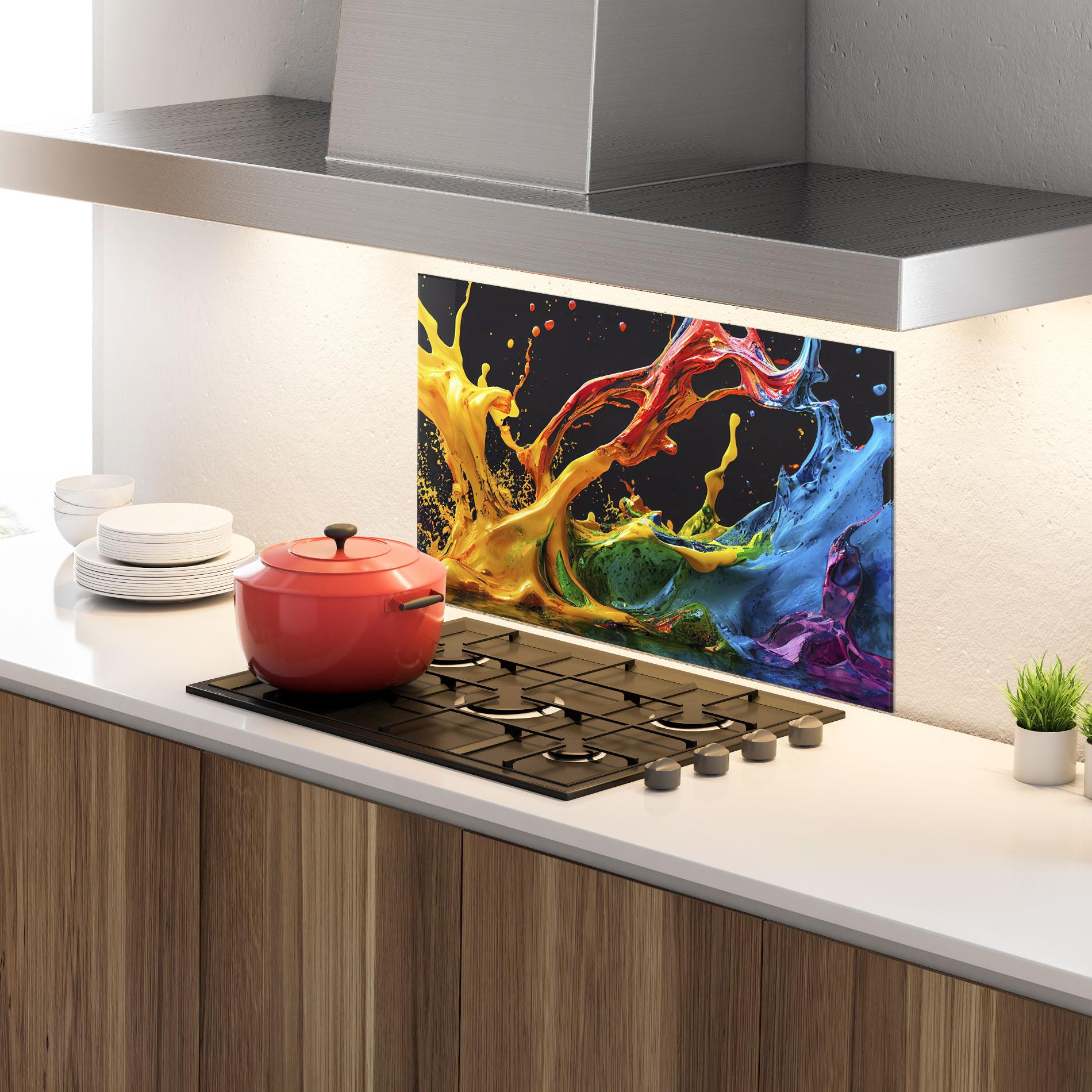 Стъклен панел за кухня Floating Yellow Splay mockup 4