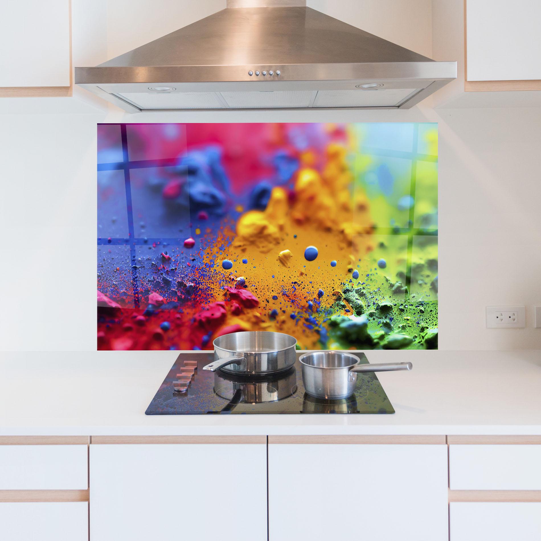 Стъклен панел за кухня Acrylic Yellow Texture mockup 5