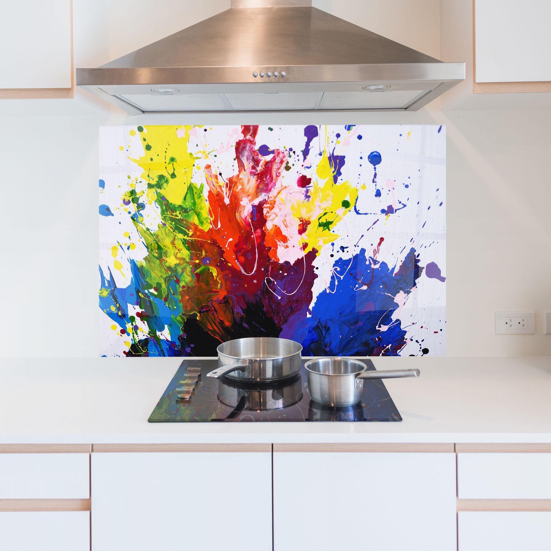 Стъклен панел за кухня Blue Purple Exploding mockup 5