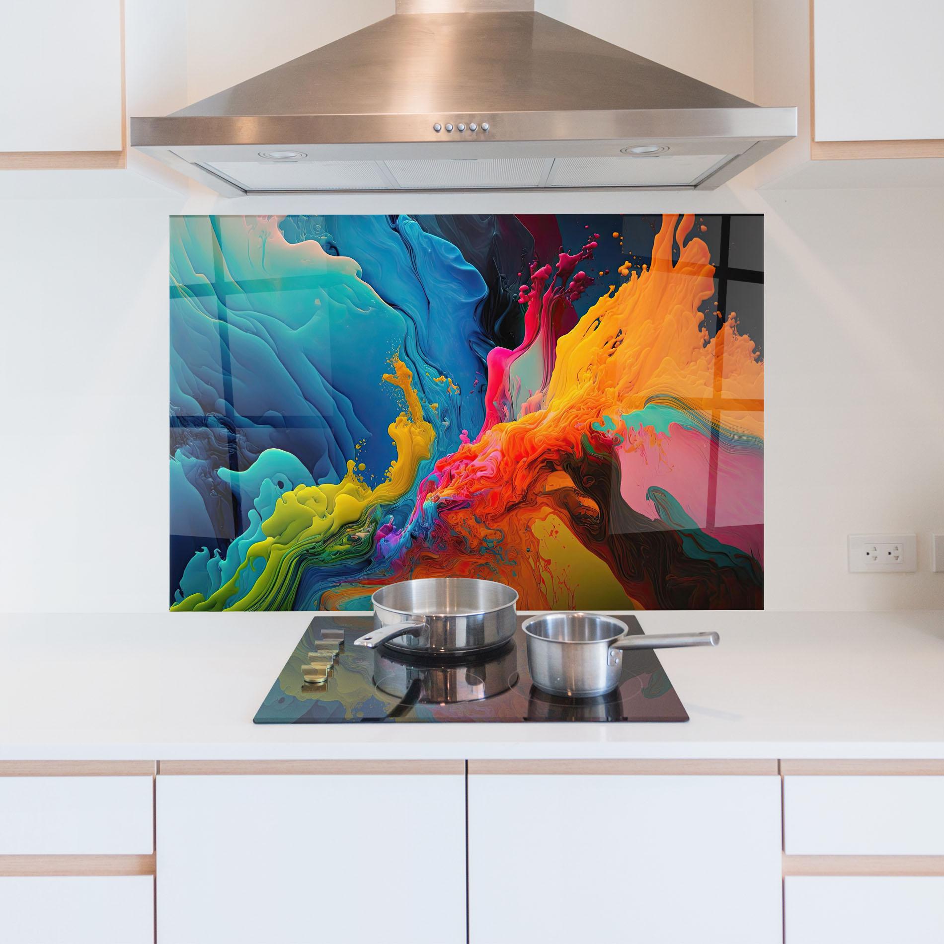 Стъклен панел за кухня Color Floating mockup 5