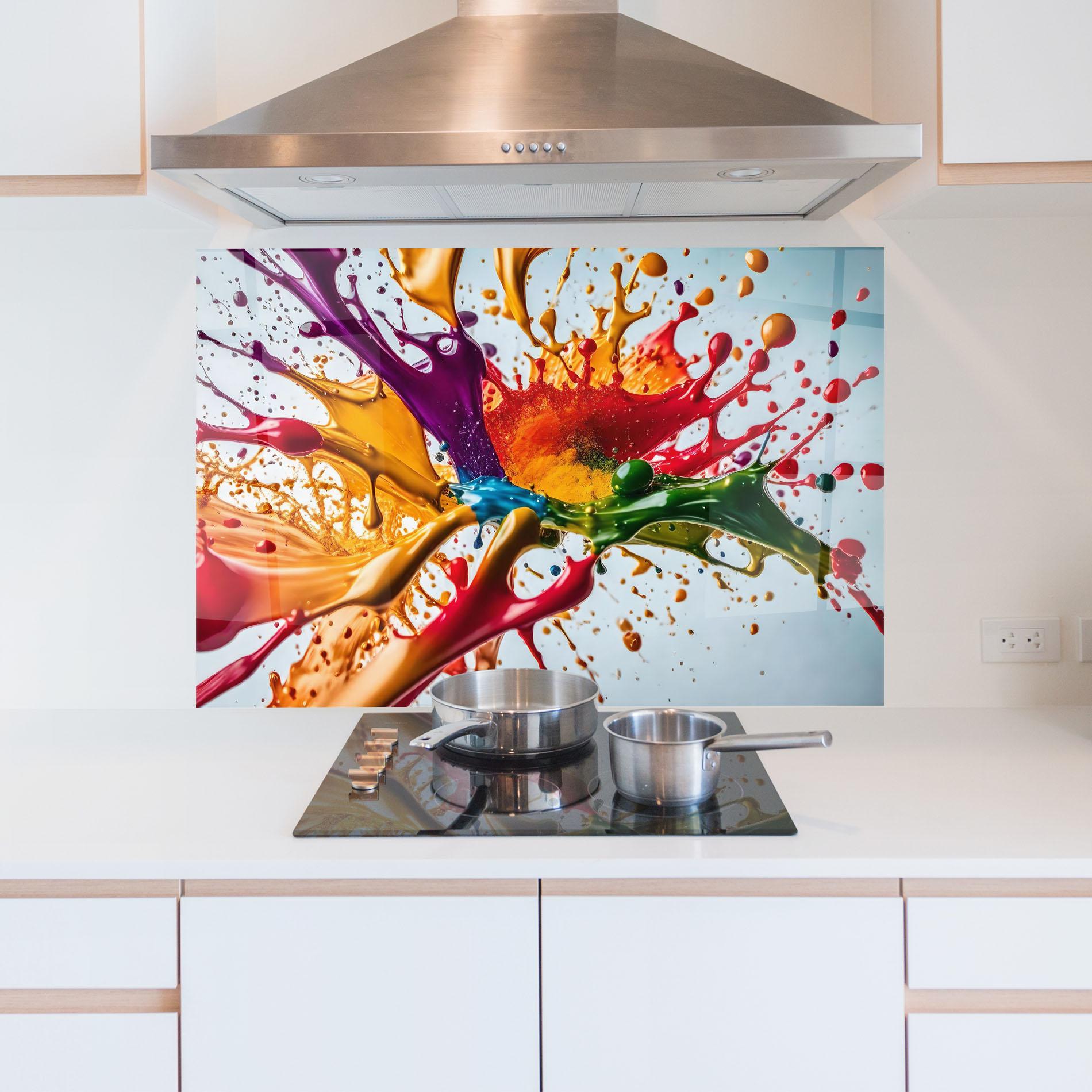 Стъклен панел за кухня Colorful Yellow Rainbow mockup 5