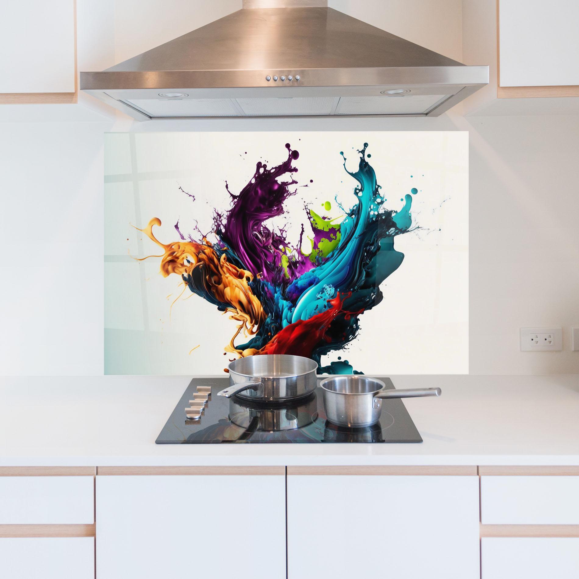 Стъклен панел за кухня Dark Purple Splash mockup 5