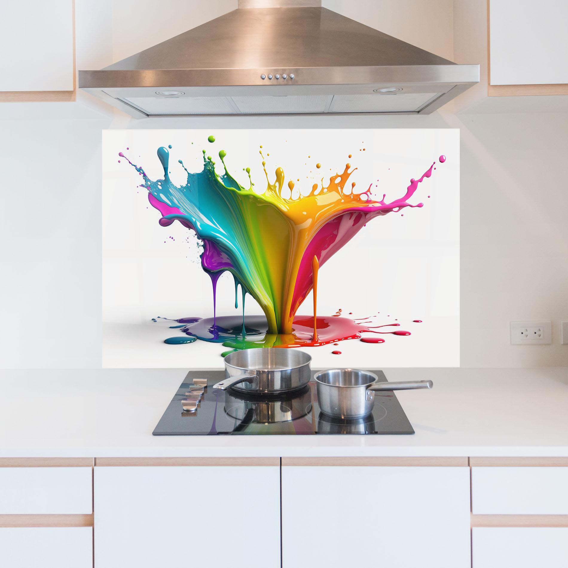 Стъклен панел за кухня Exploding Yellow Liquid mockup 5