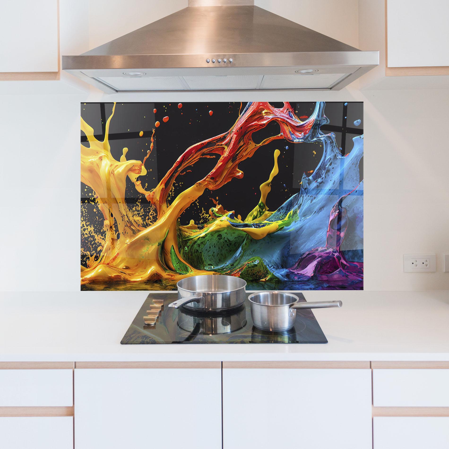 Стъклен панел за кухня Floating Yellow Splay mockup 5