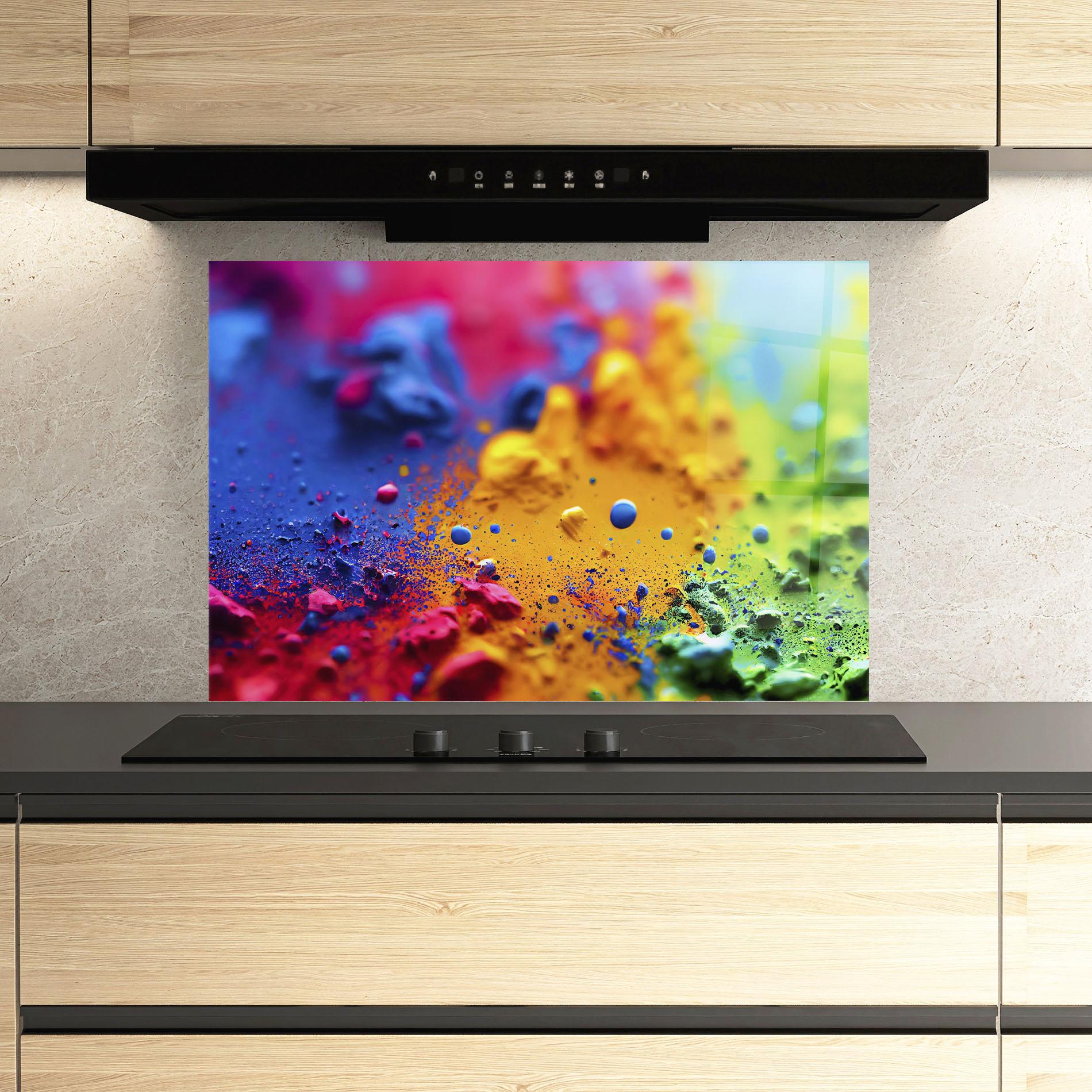 Стъклен панел за кухня Acrylic Yellow Texture mockup 3