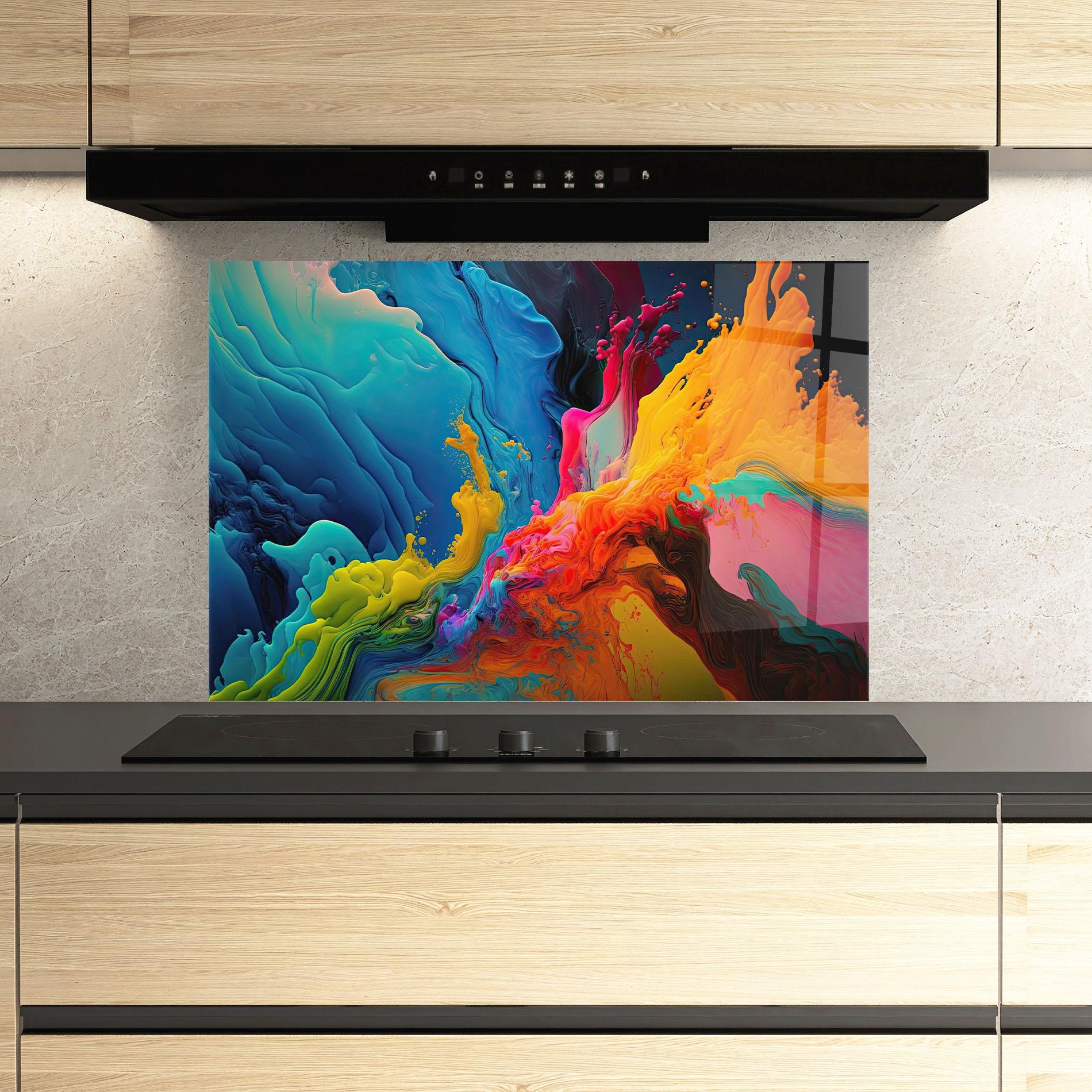 Стъклен панел за кухня Color Floating mockup 3